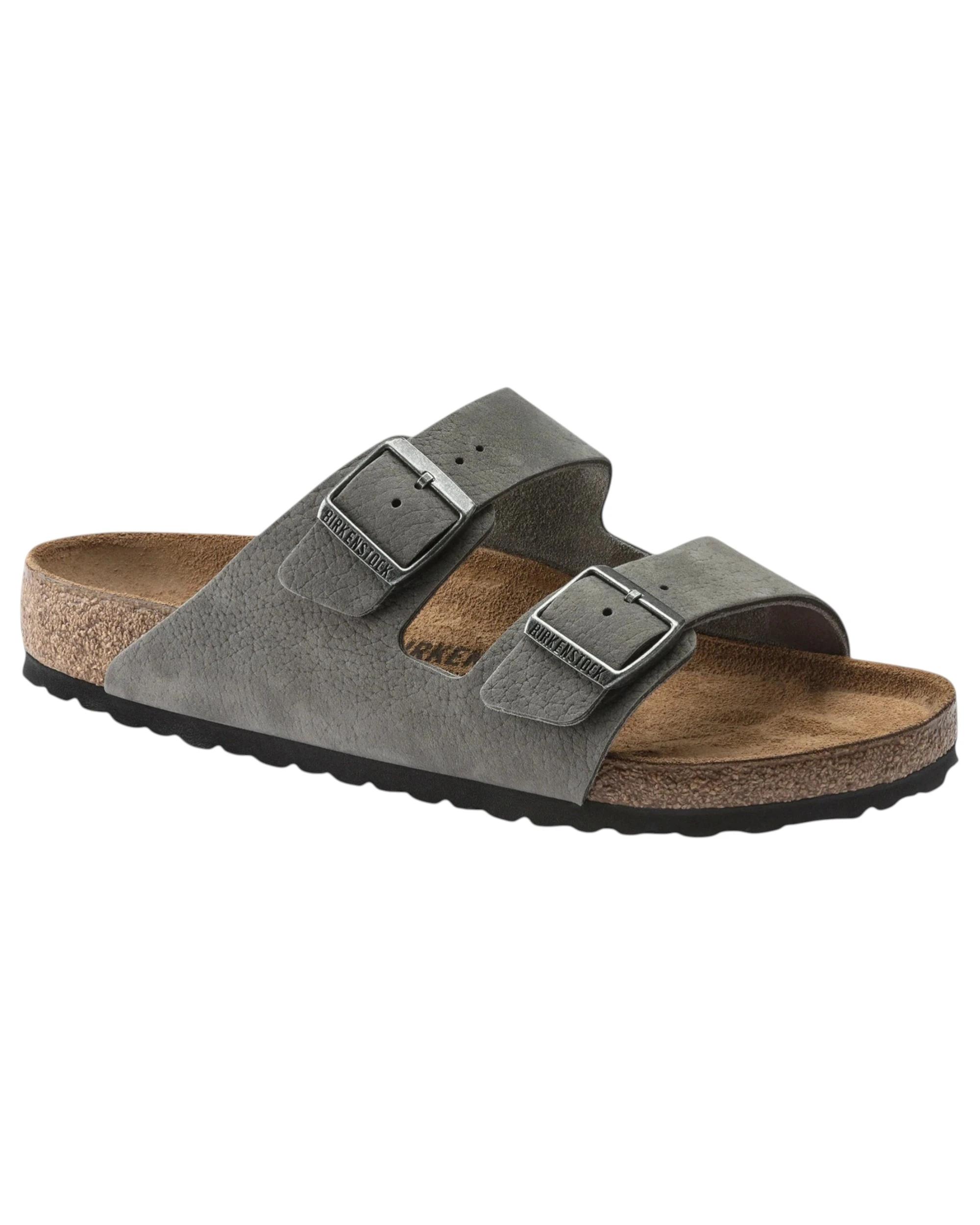 1 Birkenstock Mens Arizona Desert Buck Nubuck Leather Regular Sandals WHALE GREY, 1 of 4