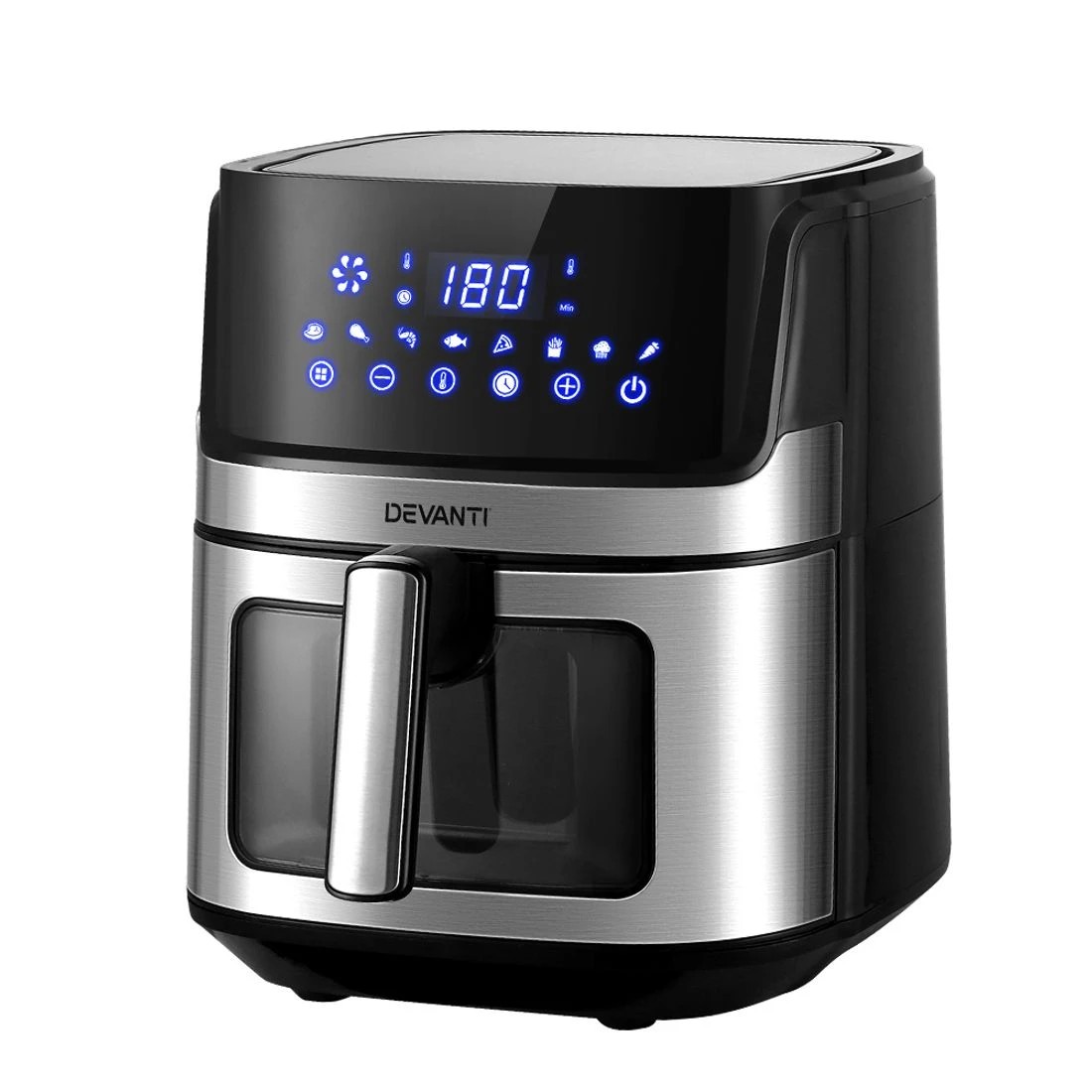 1 Devanti Air Fryer 6.5L LCD Fryers Clear Window - Black, 1 of 7
