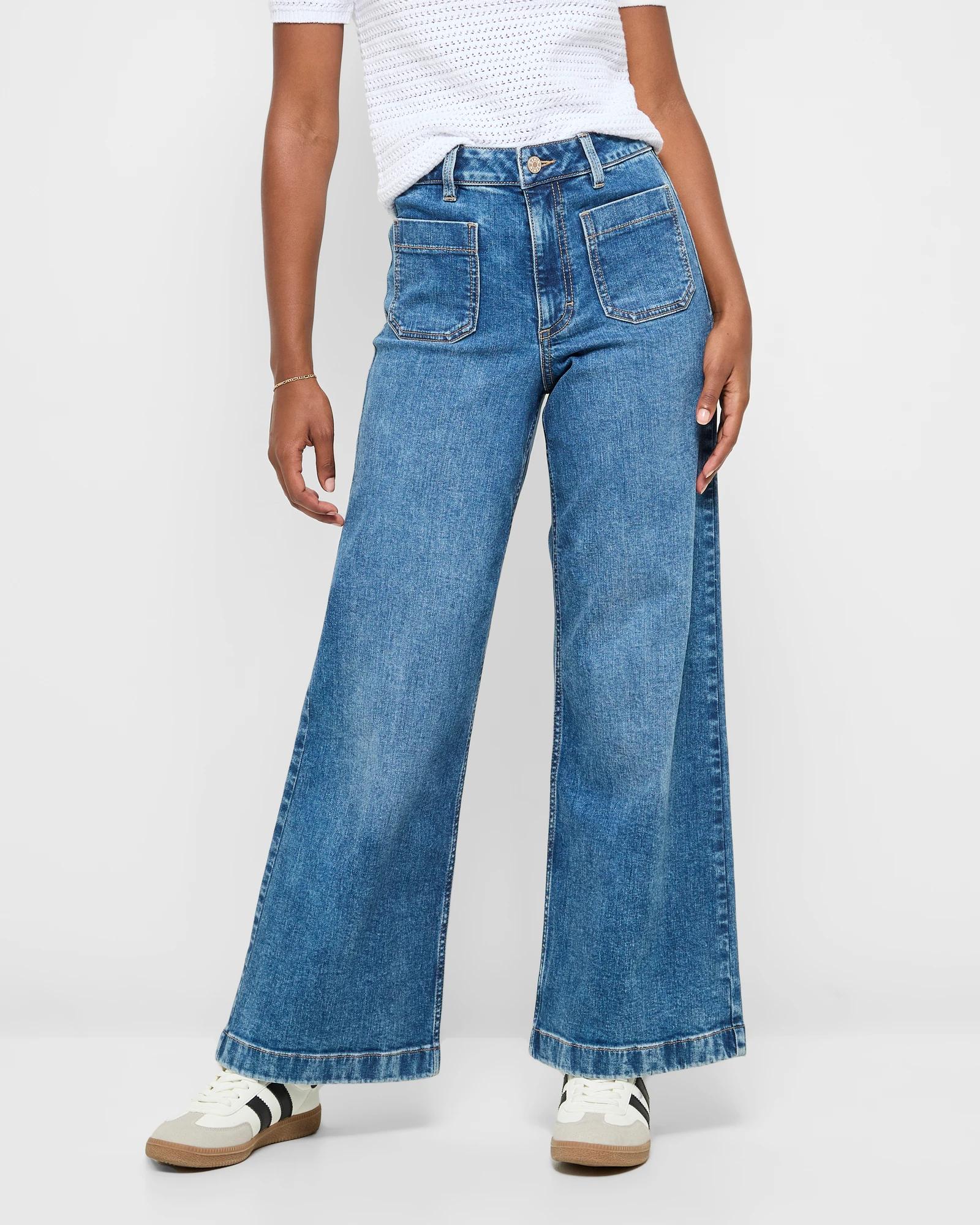 2 Target Petites Full Length Wide Leg Denim Jeans - Mila HAZY WASH, 2 of 5