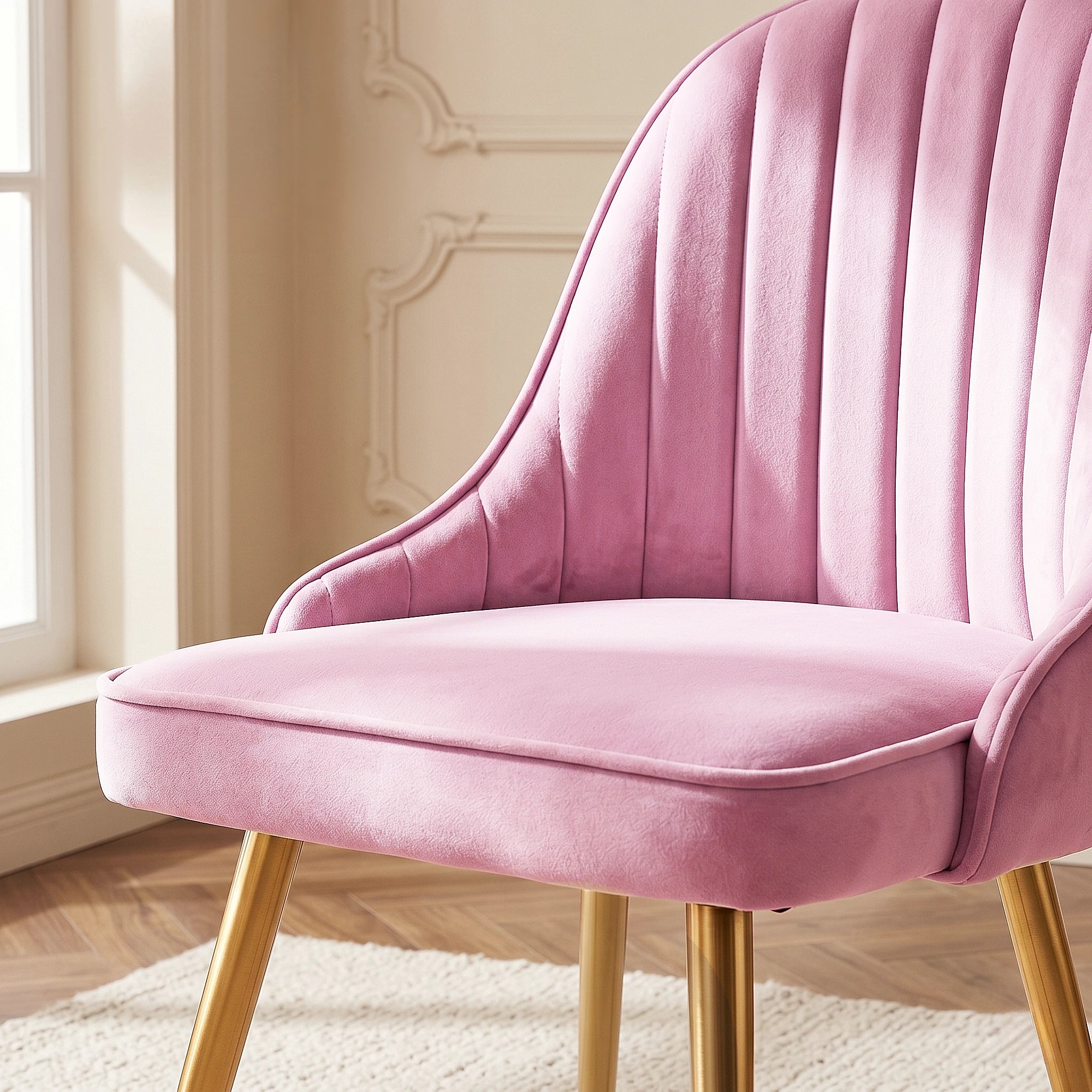 8 Artiss Dining Chairs Set of 6  Channel Tufted - Pink, 8 of 9
