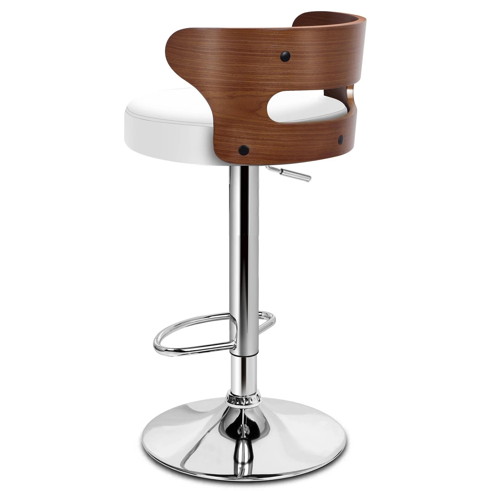 7 Alfordson 2x Bar Stool Kitchen Swivel Chair Wooden Leather Ramiro - White, 7 of 10
