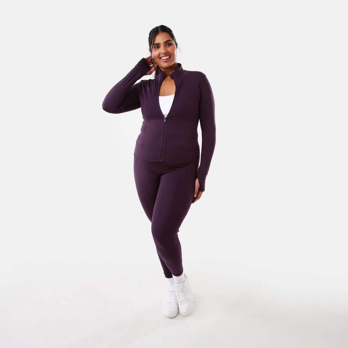 4 Active Womens Long Sleeve Ultrasoft Jacket Pur Raisin, 4 of 10