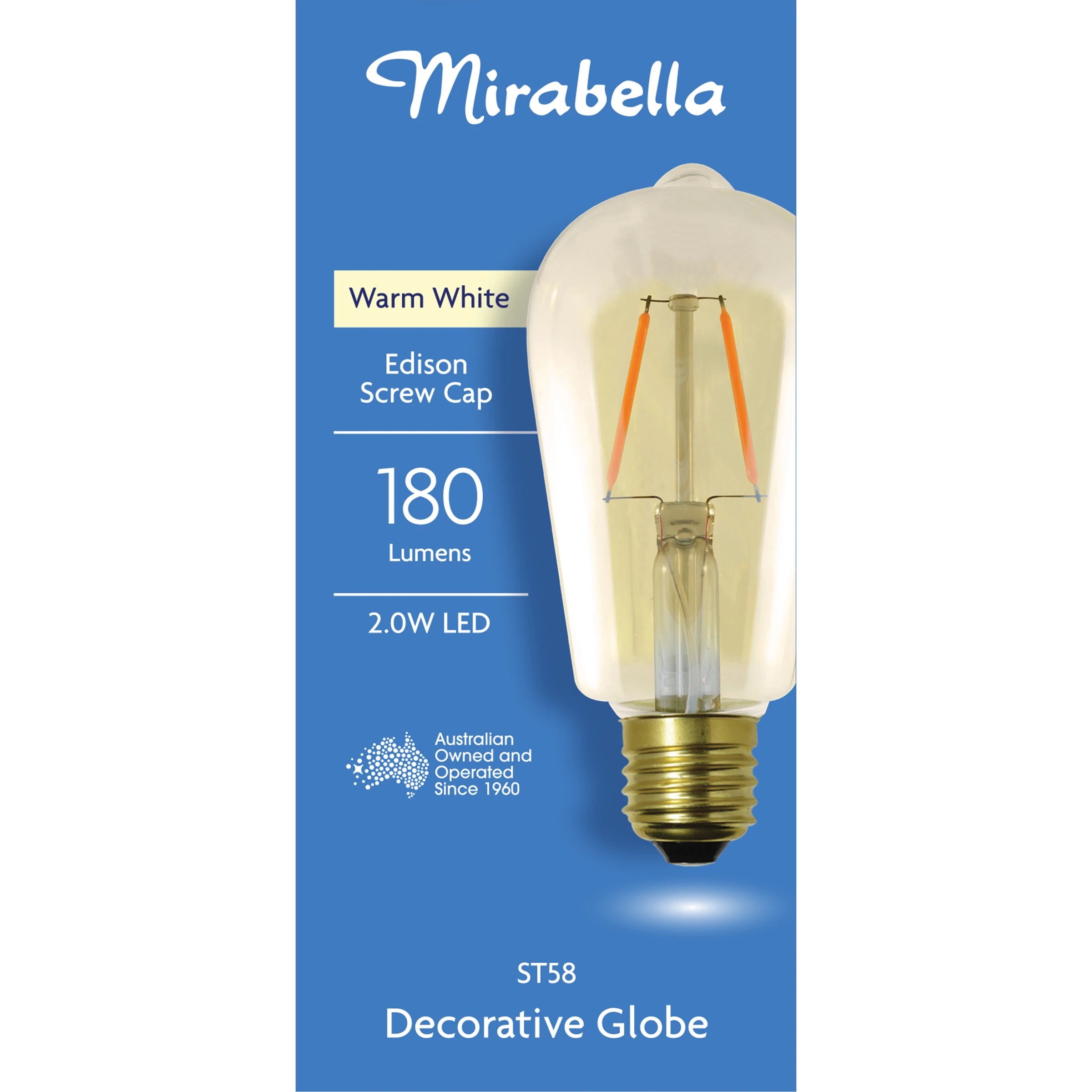 1 I001219 Mirabella LED ST58 Filament Amber ES 2W Decorative Globe Bulb, 1 of 5