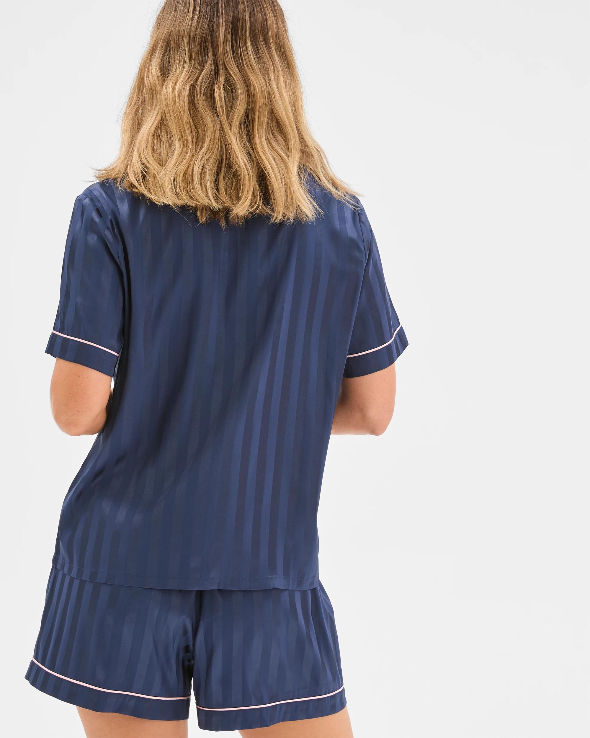 7 Target Stripe Satin Short Pyjama Set NAVY, 7 of 7