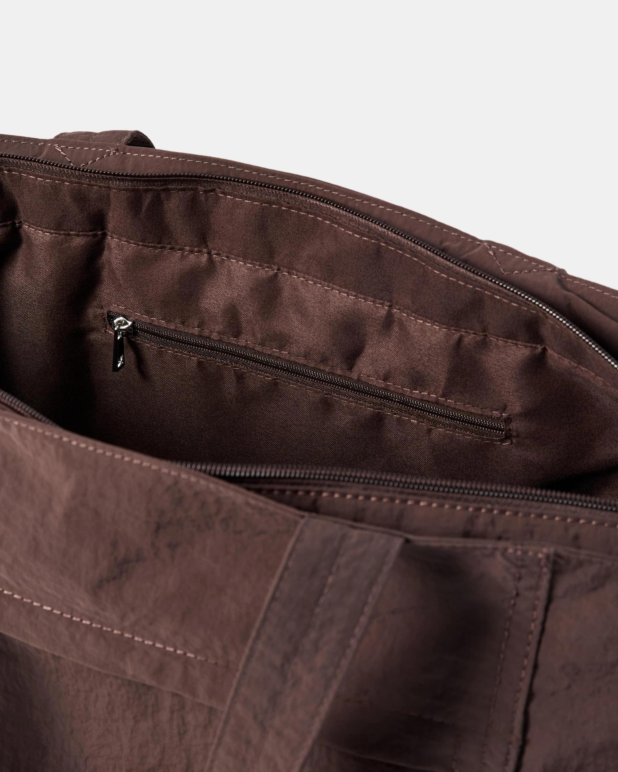 3 Large Nylon Pocket Tote Deep Choc, 3 of 4