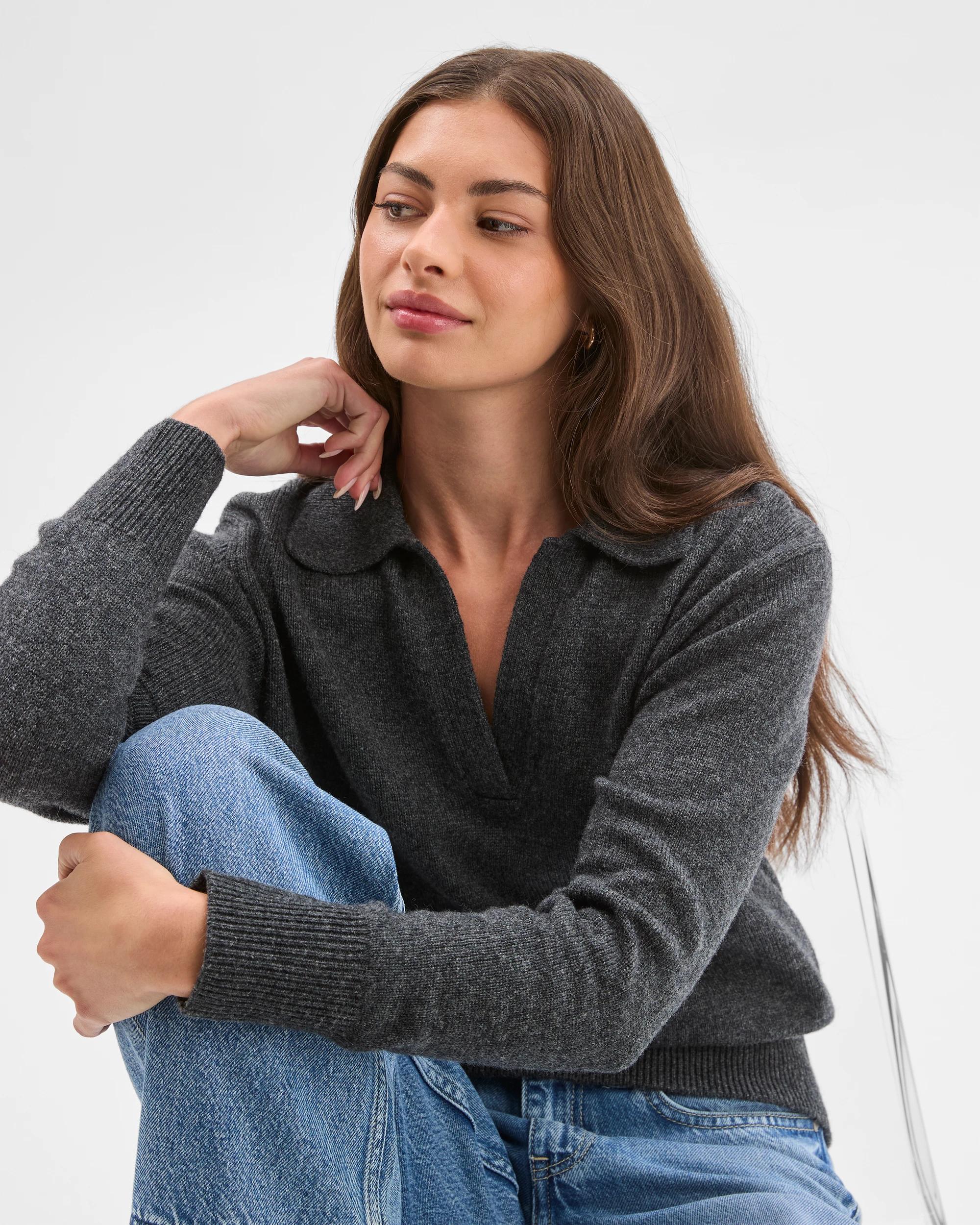 2 Target Petites Petites Charcoal Lambswool Polo Jumper BROWN, 2 of 8