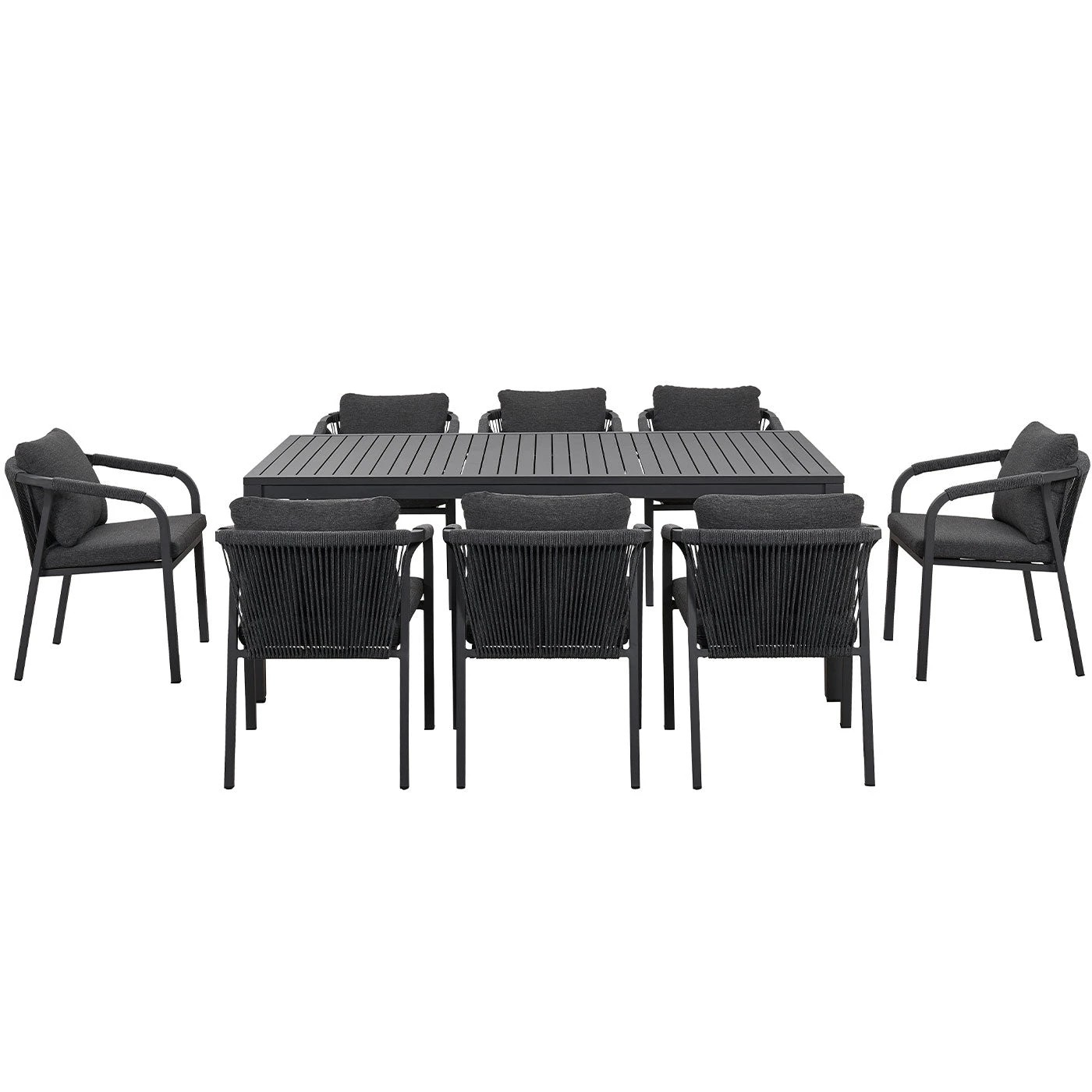 5 Moda Living La Perouse 9-Piece Charcoal Aluminium Outdoor Dining Set – Dark Grey Cushion - Charcoal, 5 of 10