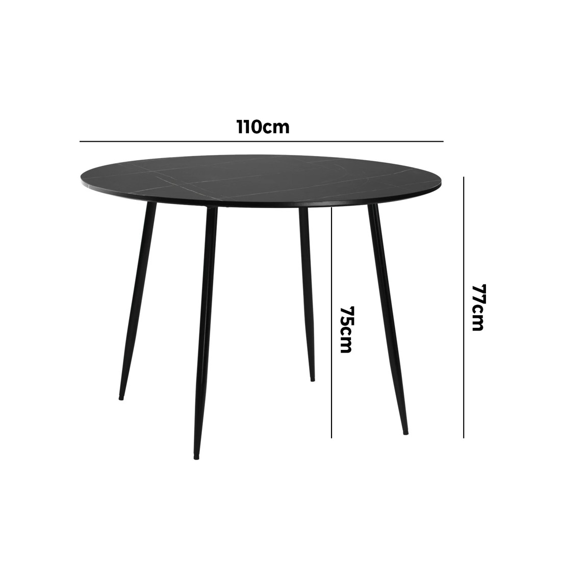 9 Oikiture 110cm Dining Table Round Wooden Table With Marble Effect Metal Legs
 - Black, 9 of 9