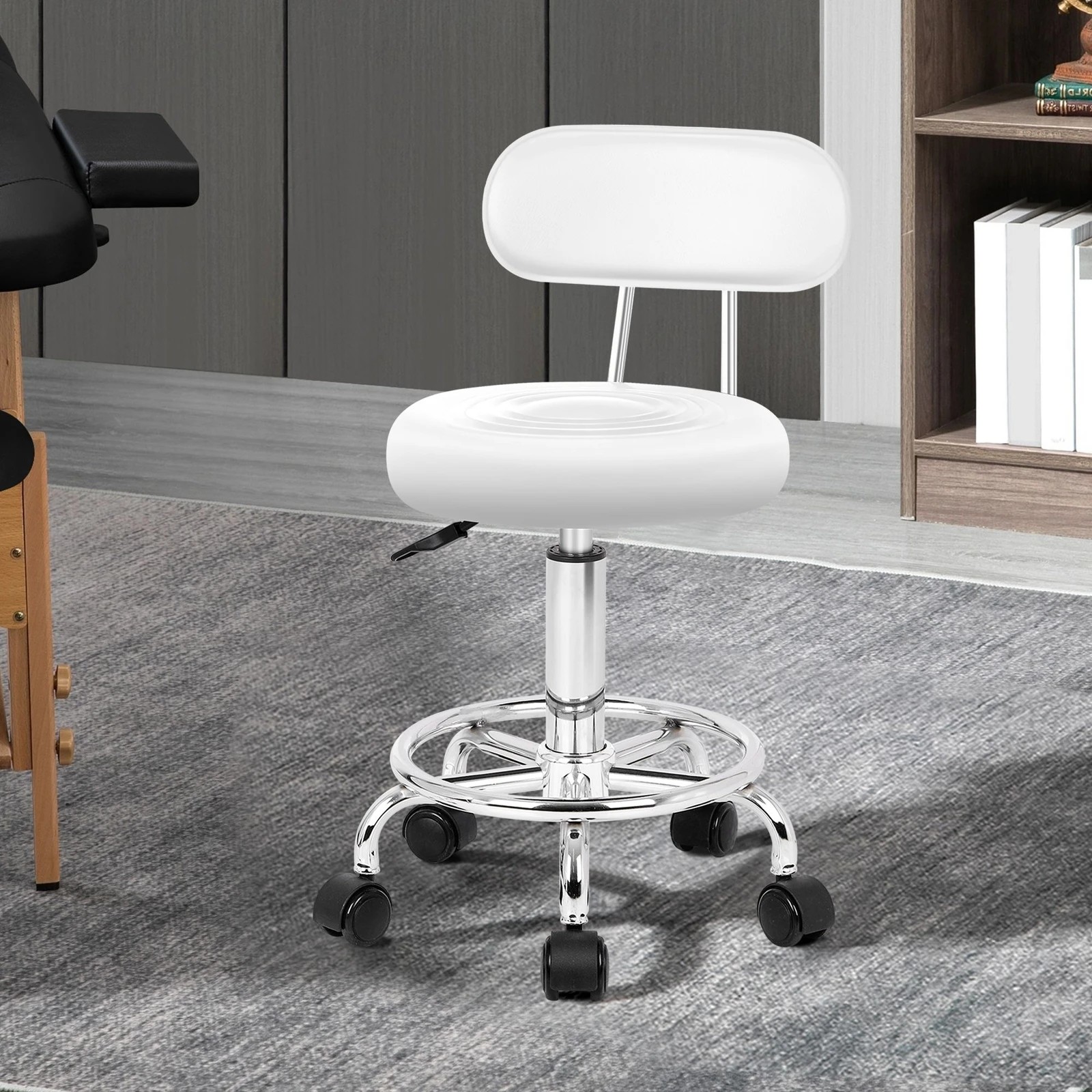 2 Alfordson Salon Stool Backrest Swivel Barber Hair Dress Chair Declan - White, 2 of 9