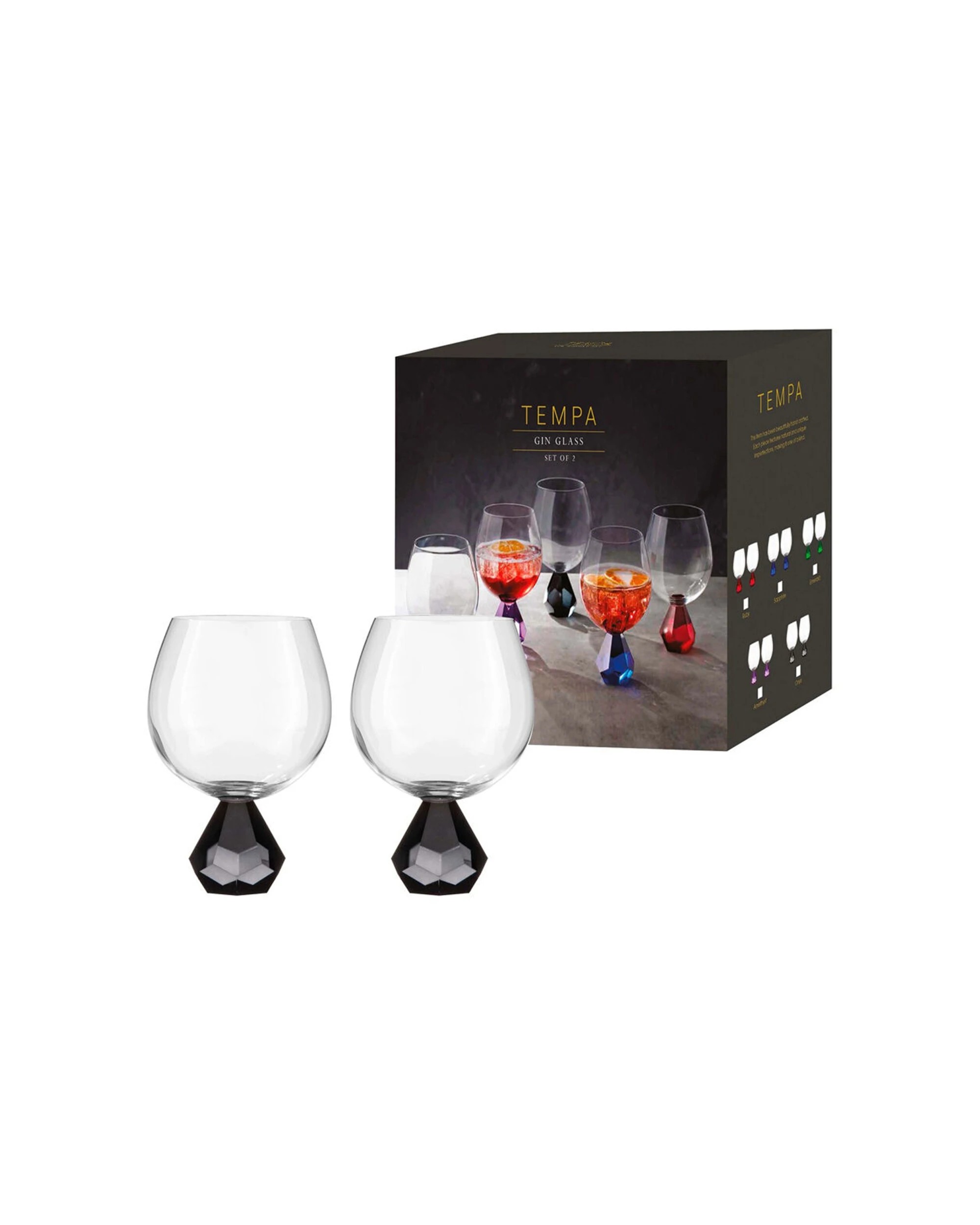 3 Ladelle 2PK Zhara Crystal Gin Drinking Glasses Set 500ml Onyx - Black, 3 of 3