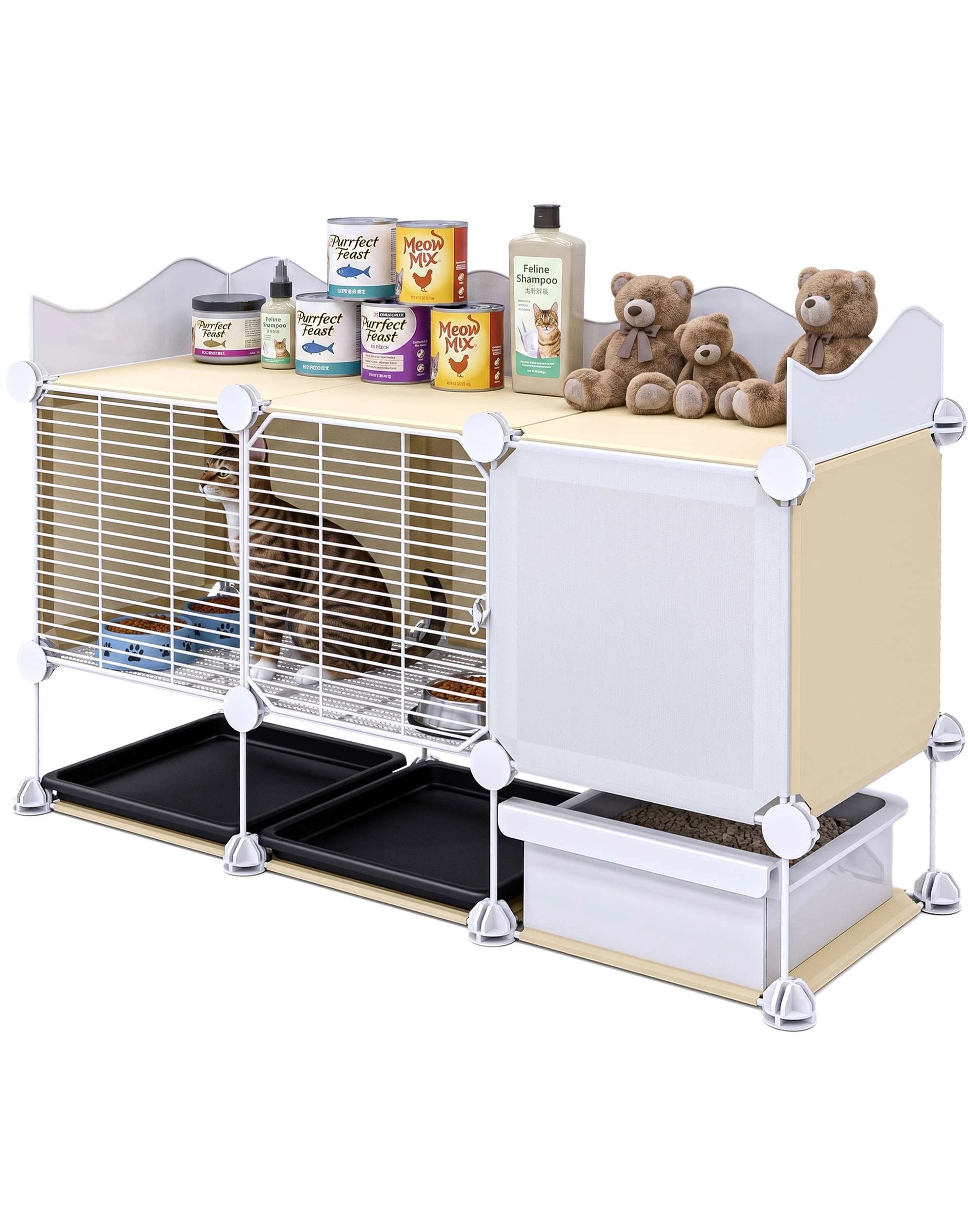 2 Advwin Cat Cage with Cat Litter Box DIY Cat Enclosures Cat Condo House, 2 of 9