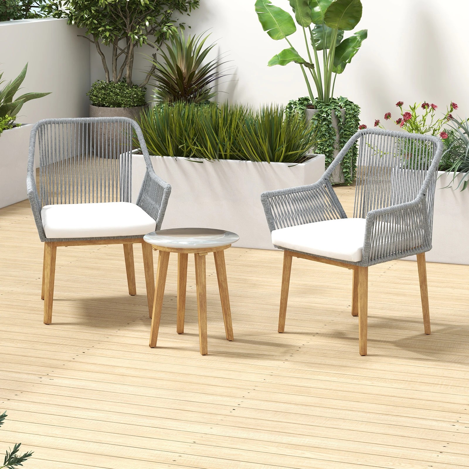 1 Arcadia Furniture 3 Piece Bistro Set Stylish Weather Resistant Outdoor Dark Grey - Grey, 1 of 4
