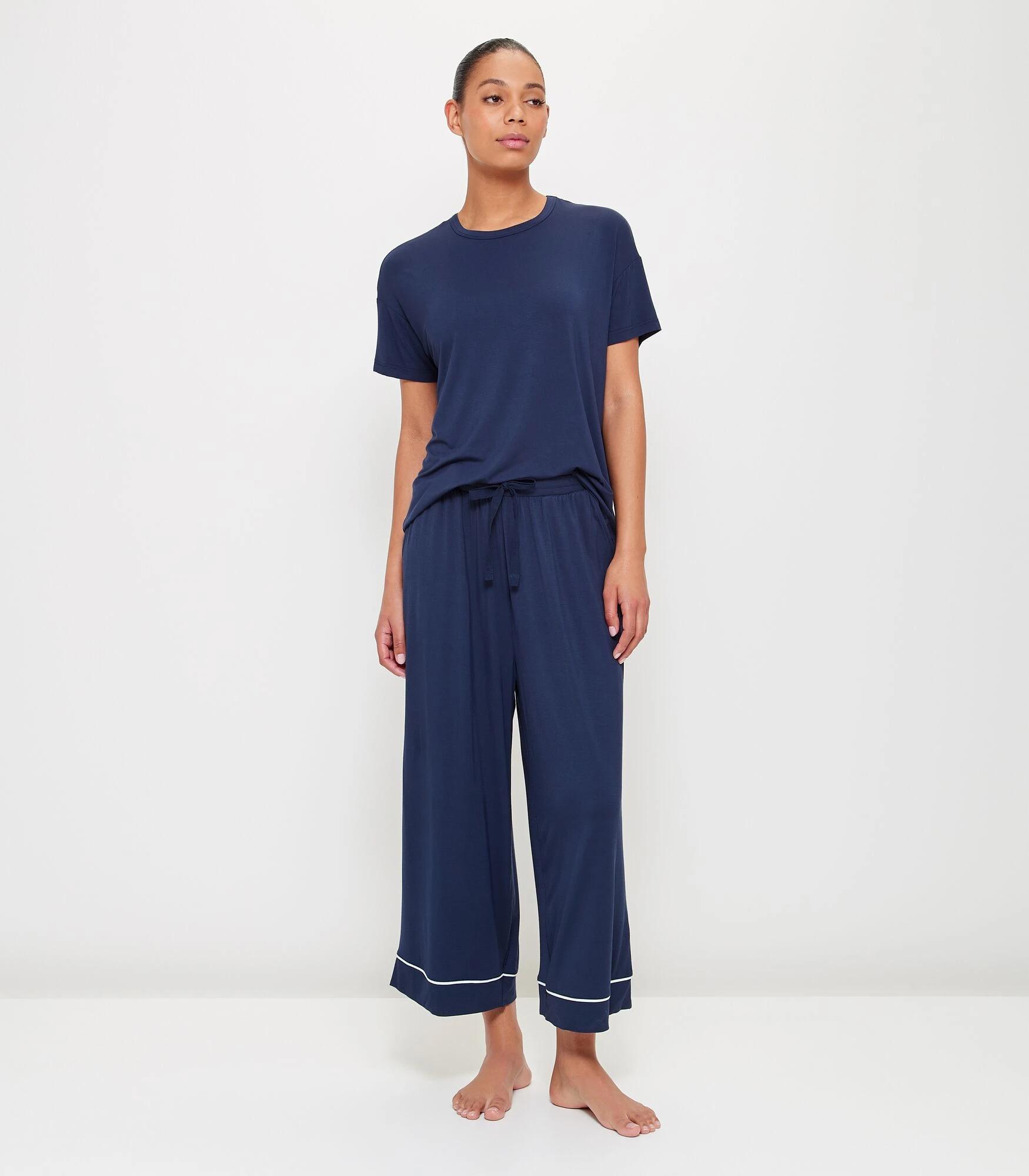 2 Target Woman Soft Comfort Bamboo Culotte Sleep Pants NAVY BLUE, 2 of 6