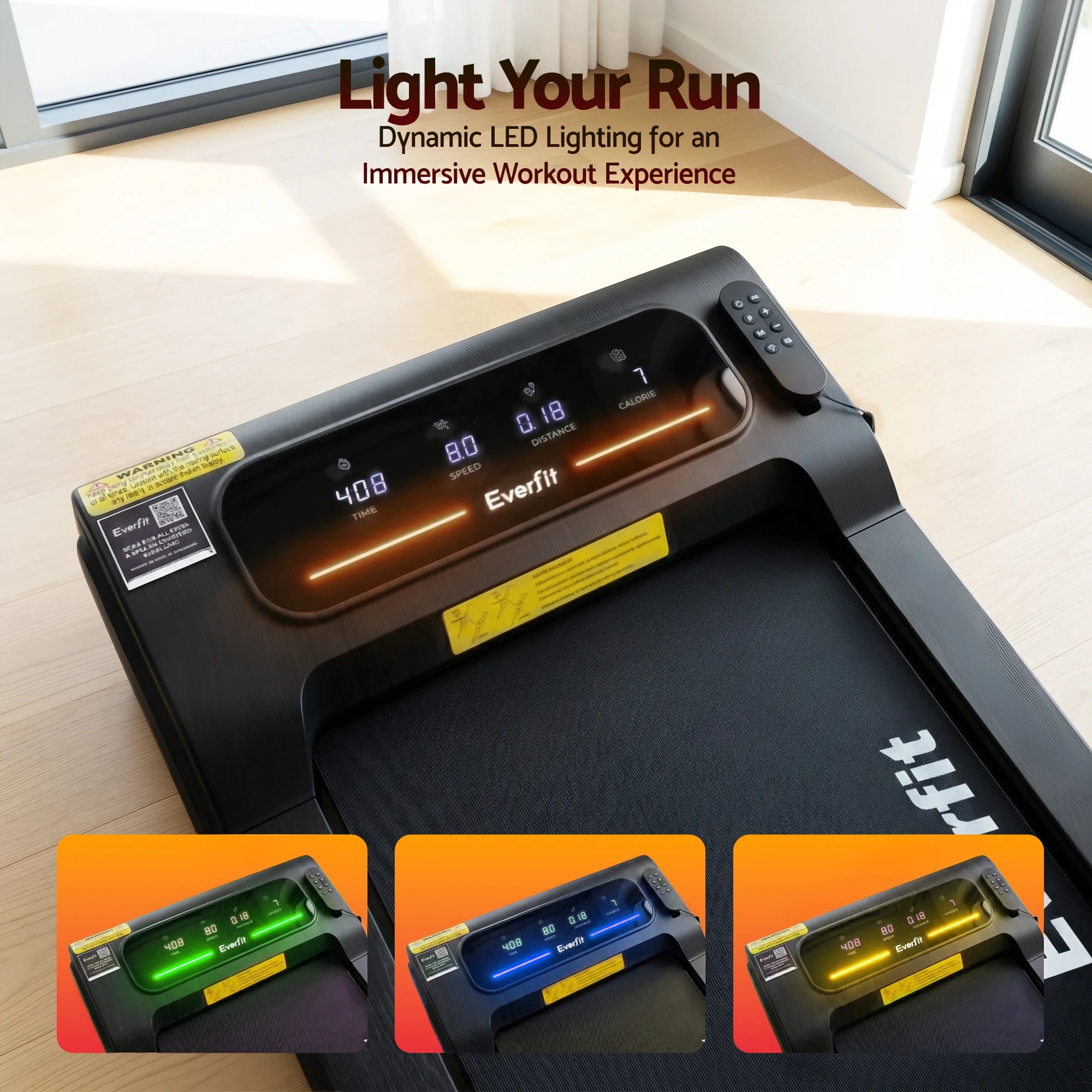 7 Everfit Walking Pad Treadmill 2 in 1 Foldable Under Desk With 38cm Belt With APP - Multi, 7 of 8
