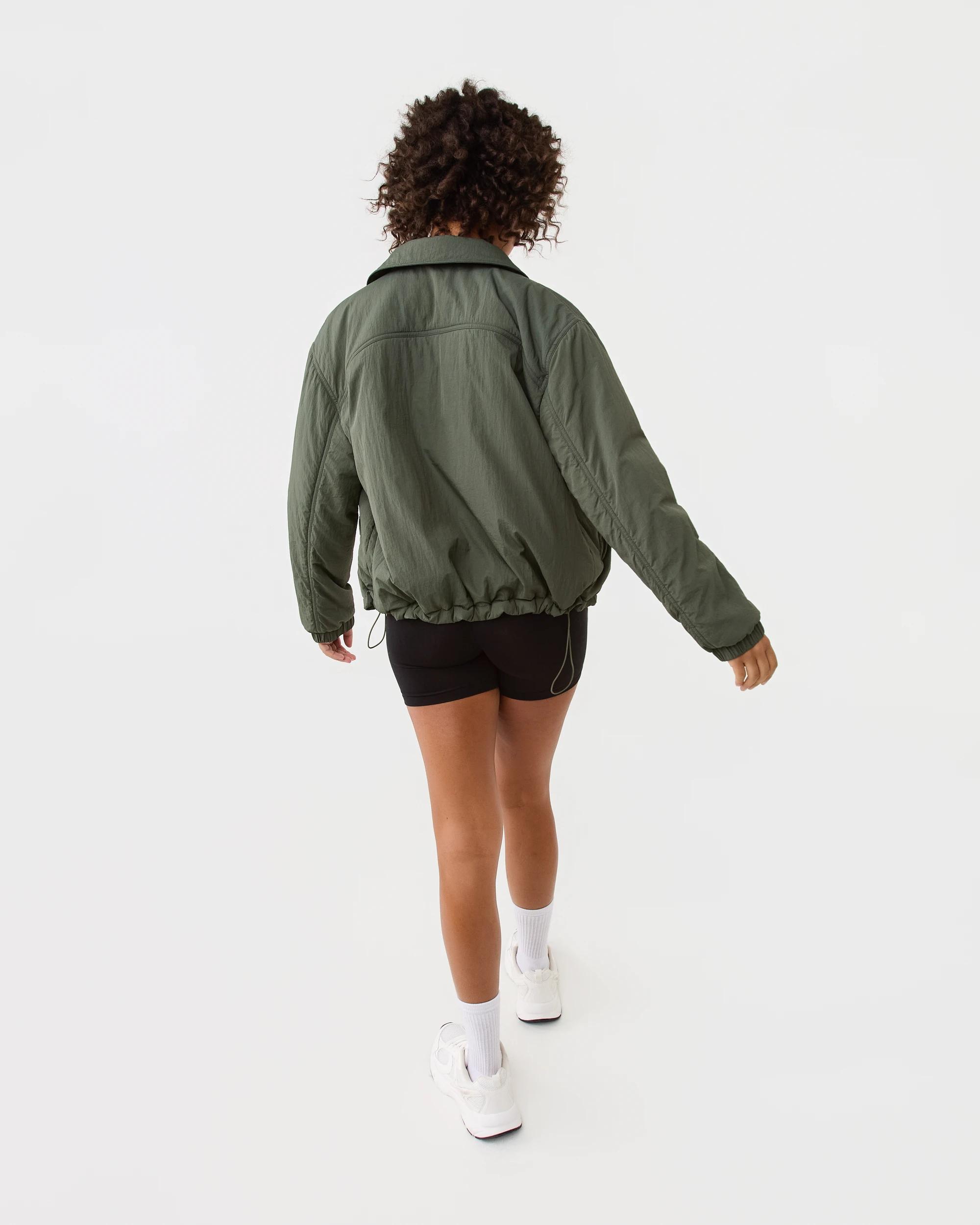 4 Active Womens Zip Through Sports Bomber Jacket Cargo Grn, 4 of 10