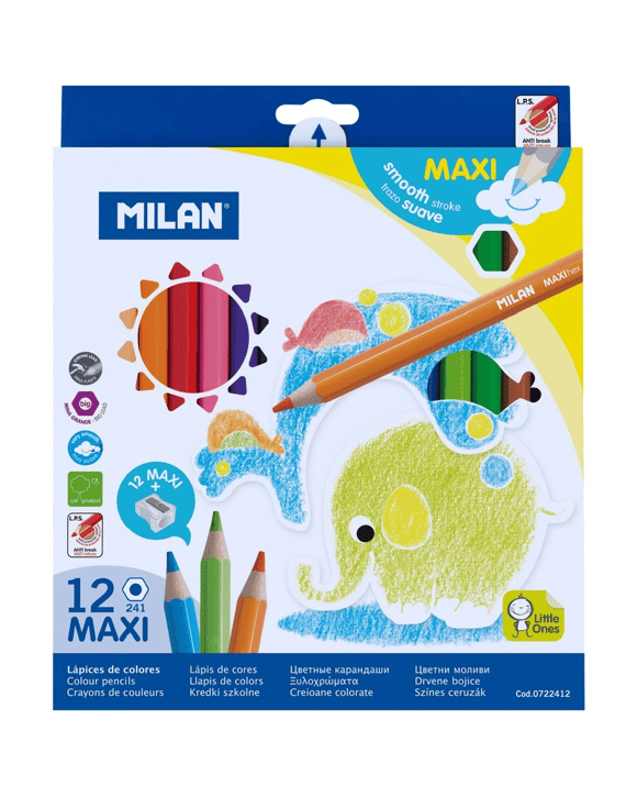 Milan Maxi Hexagonal Coloured Pencils Assorted 12 Pack