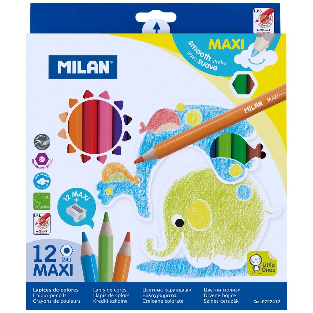 1 Milan Maxi Hexagonal Coloured Pencils Assorted 12 Pack, 1 of 2
