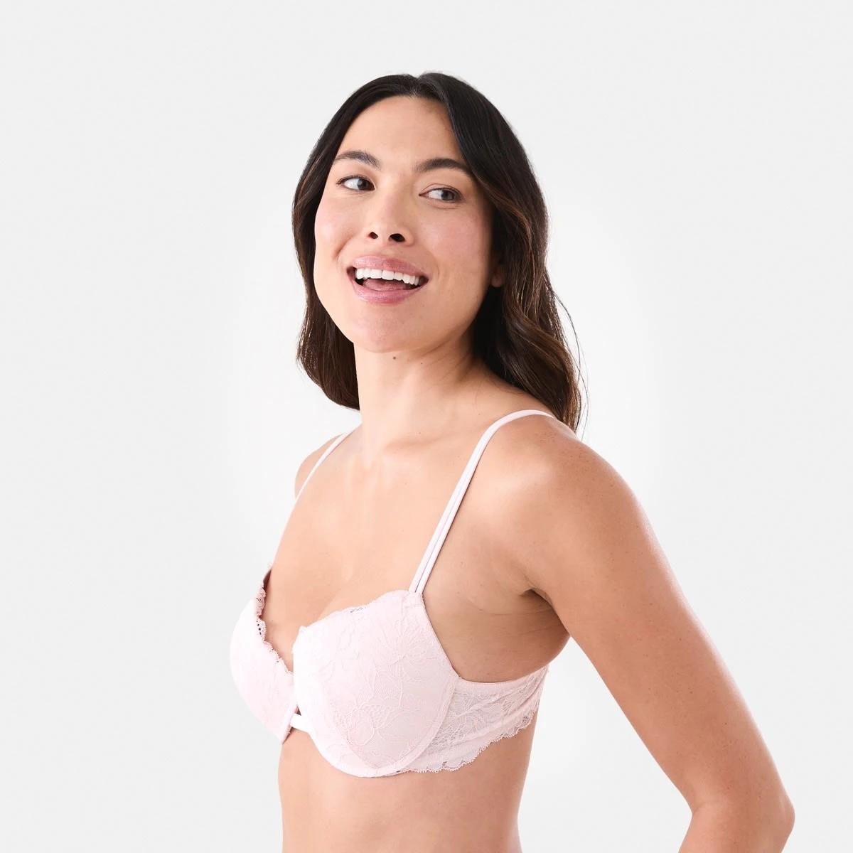 2 Co-ordinated Lace Push-Up Bra Pink Chalk, 2 of 7