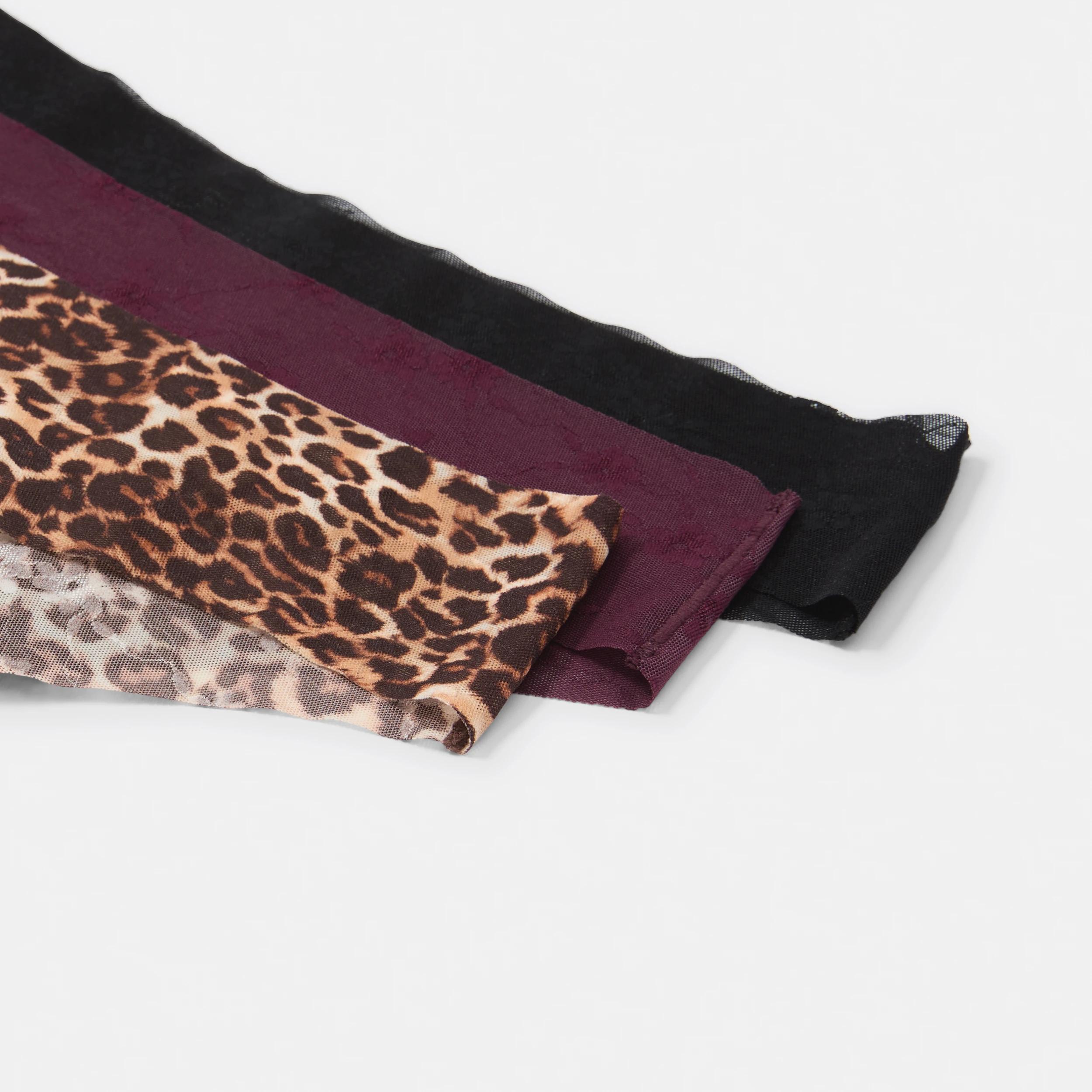 3 3 Pack Stretch Lace Cheeky Bikini Briefs Leopard, 3 of 8