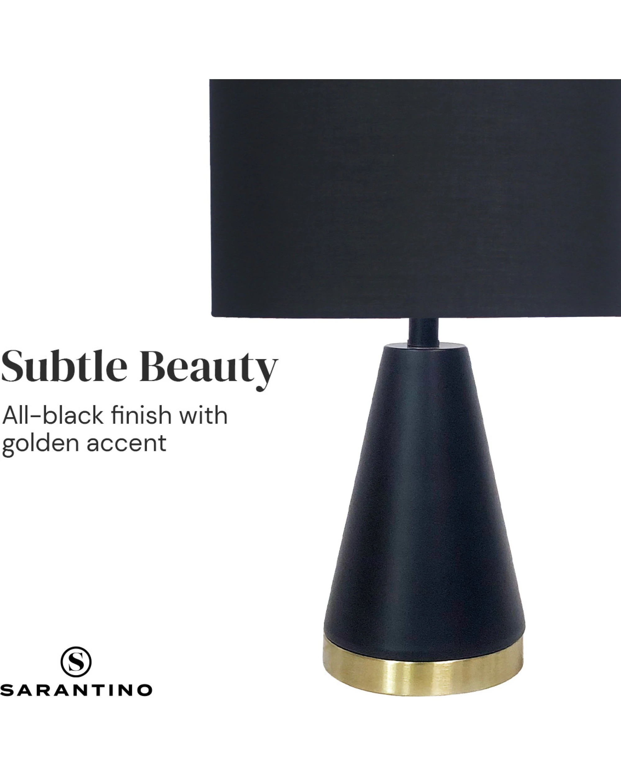 2 Sarantino Metal Table Lamp In Black And Gold, 2 of 10