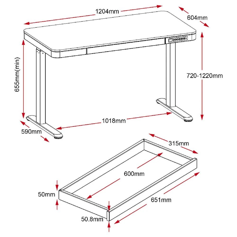 9 Newhaven Electric Sit Stand Desk with Drawer 1200mm White/Oak Desks, Tables and Workstations, 9 of 9