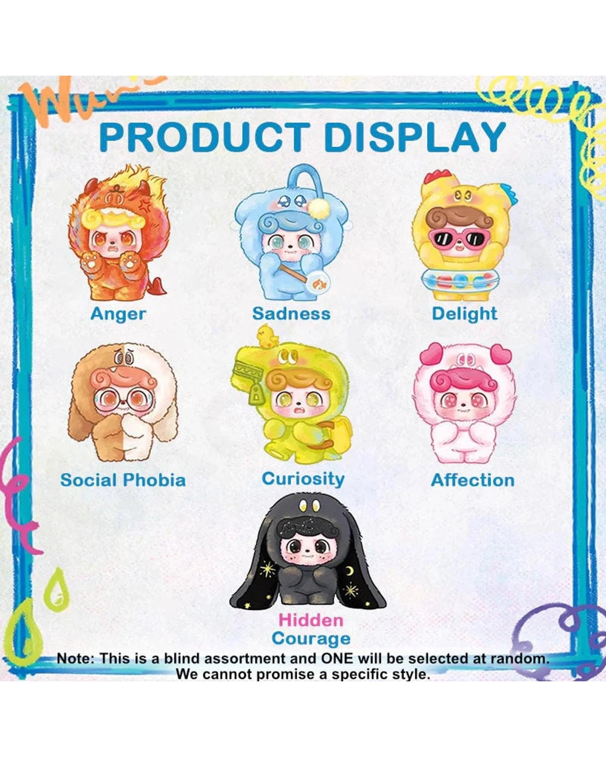 2 Jotoys Q.KID Emotional Hairy Monsters Plush Blind Box, 2 of 10