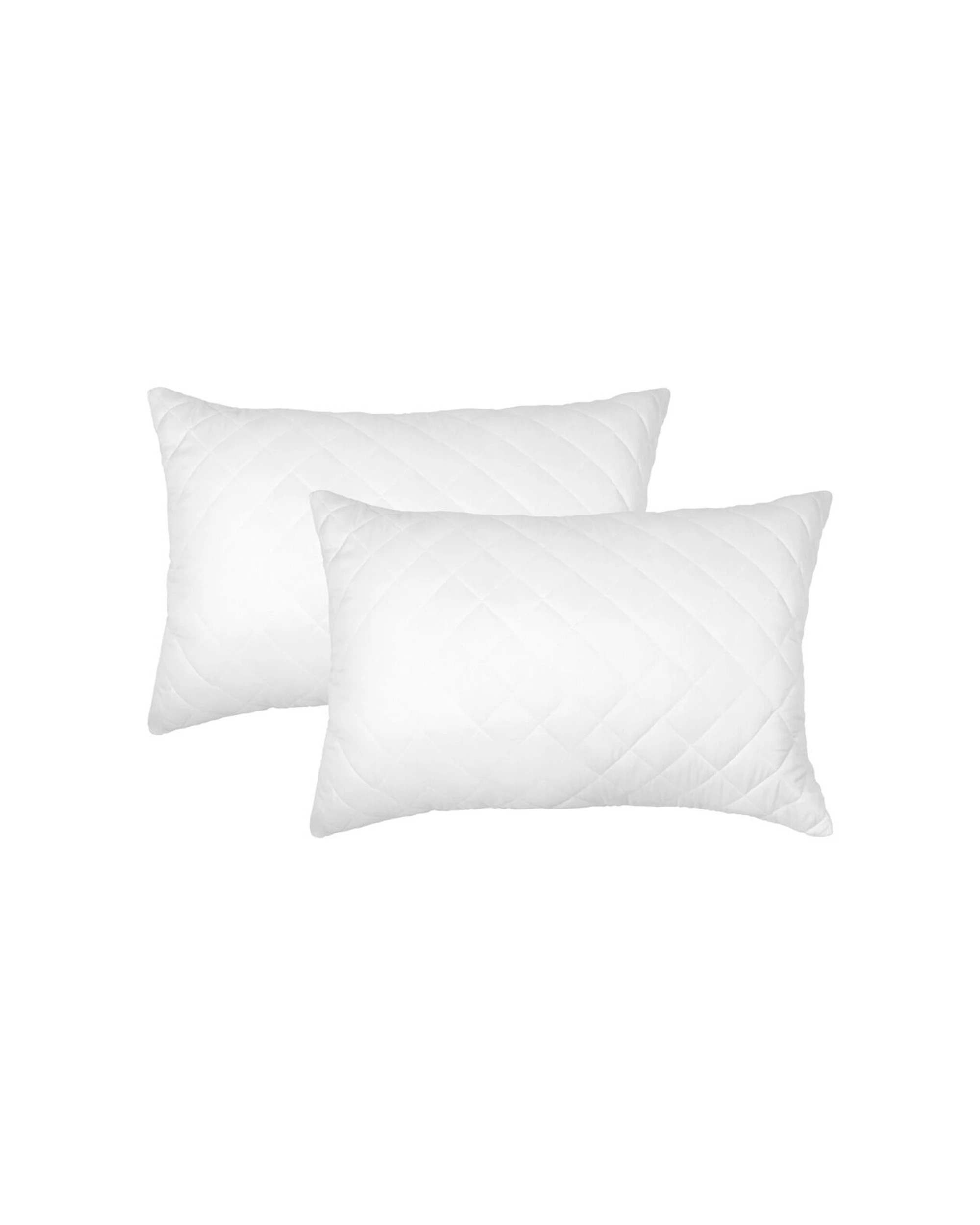 1 Ardor Boudoir 2pc Quilted Microfibre Pillow Protector Soft Touch Cover 50x75cm - White, 1 of 2