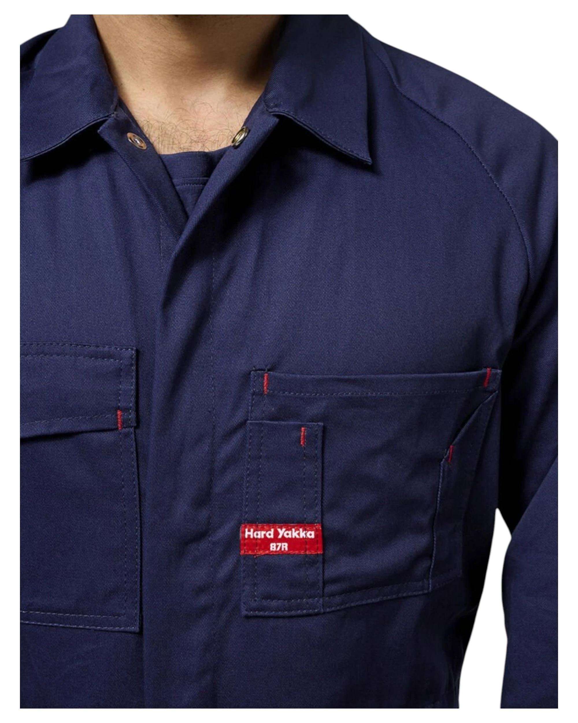 3 Hard Yakka Mens Foundations Cotton Drill Coverall NAVY, 3 of 7