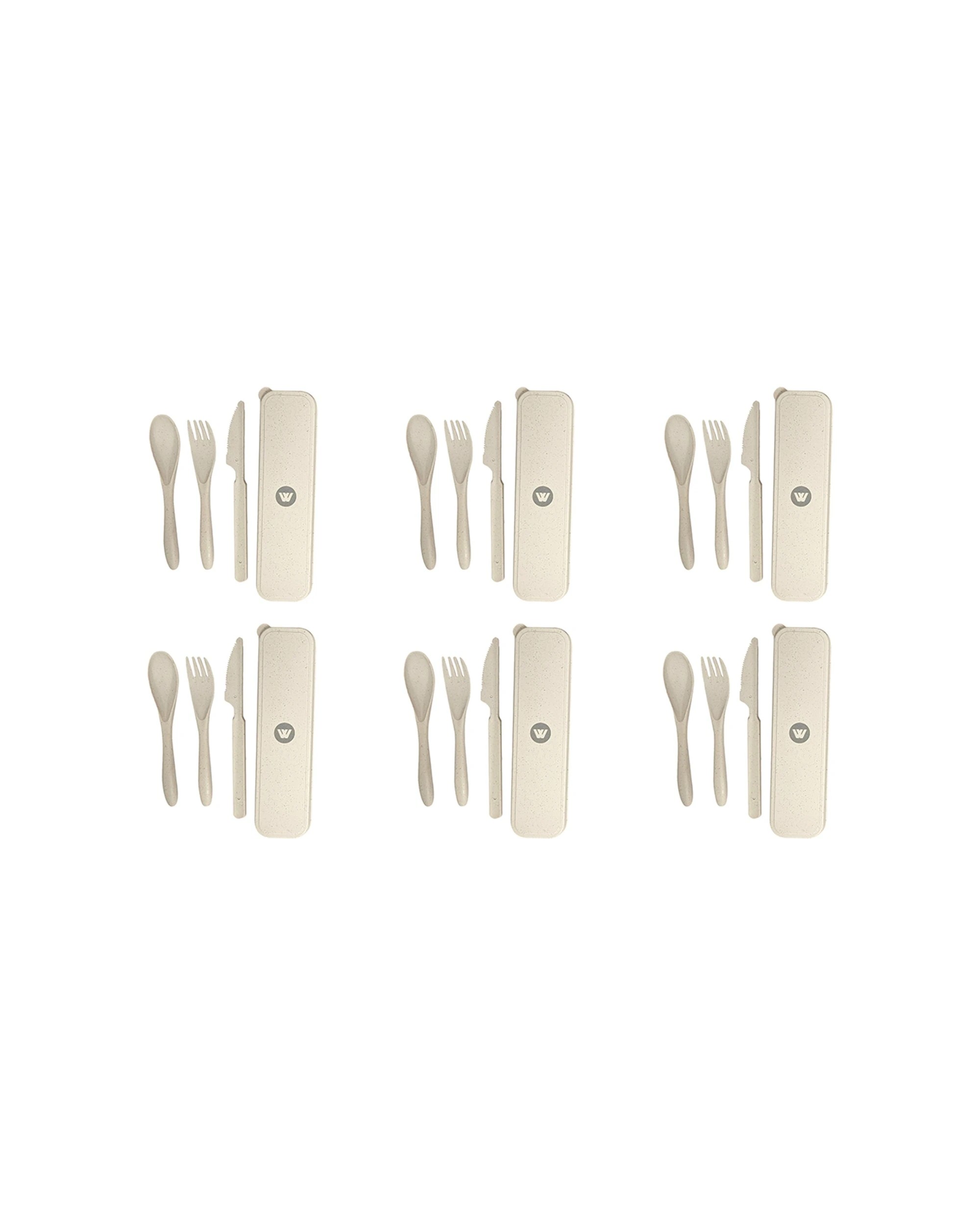 1 Wildtrak Wheat Straw Tableware Set 6 Pack 4 Piece Camping Biodegradable - Assorted, 1 of 2