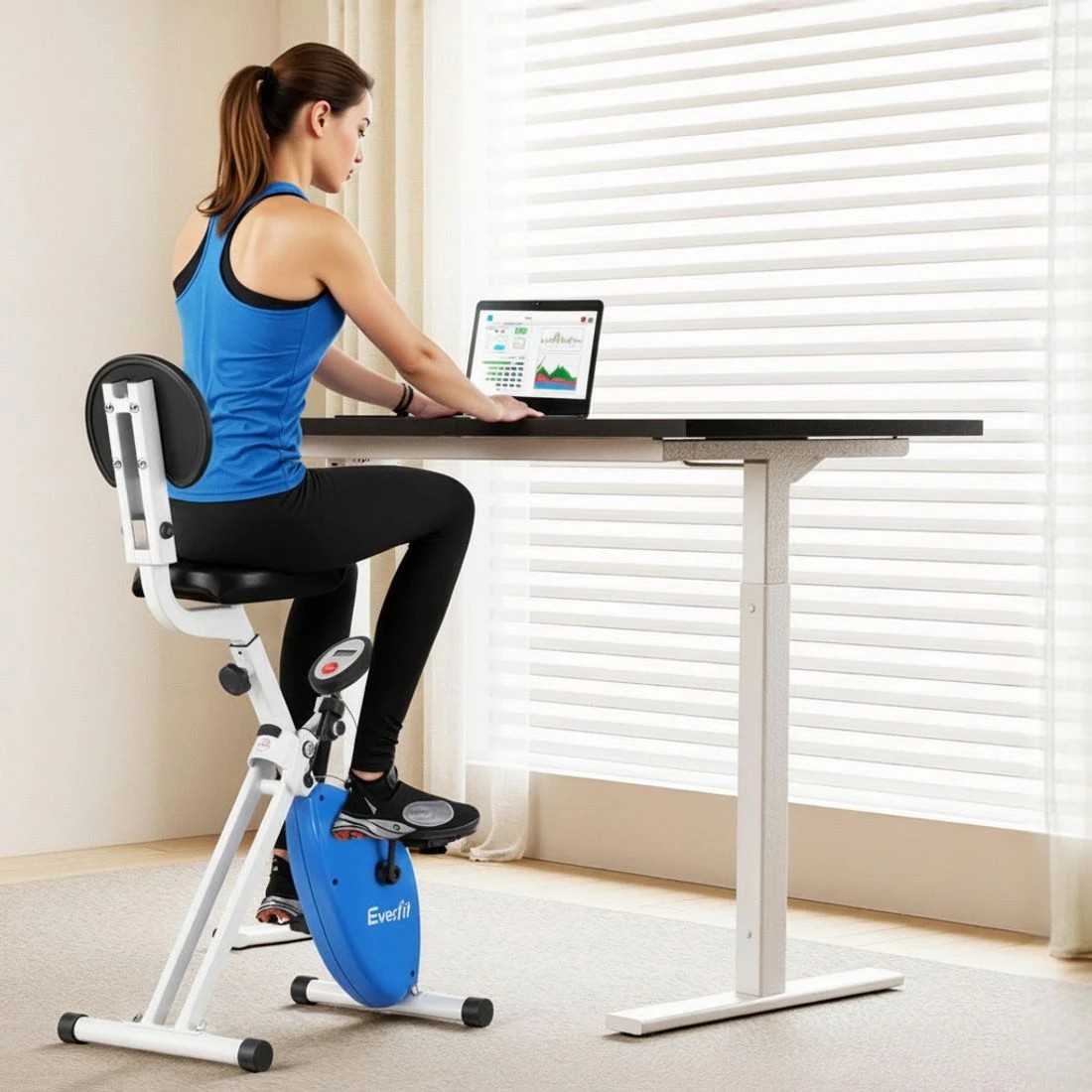 4 Everfit Under Desk Exercise Bike Magnetic Resistance X-bike Workouts 100kg Capacity - Multi, 4 of 7