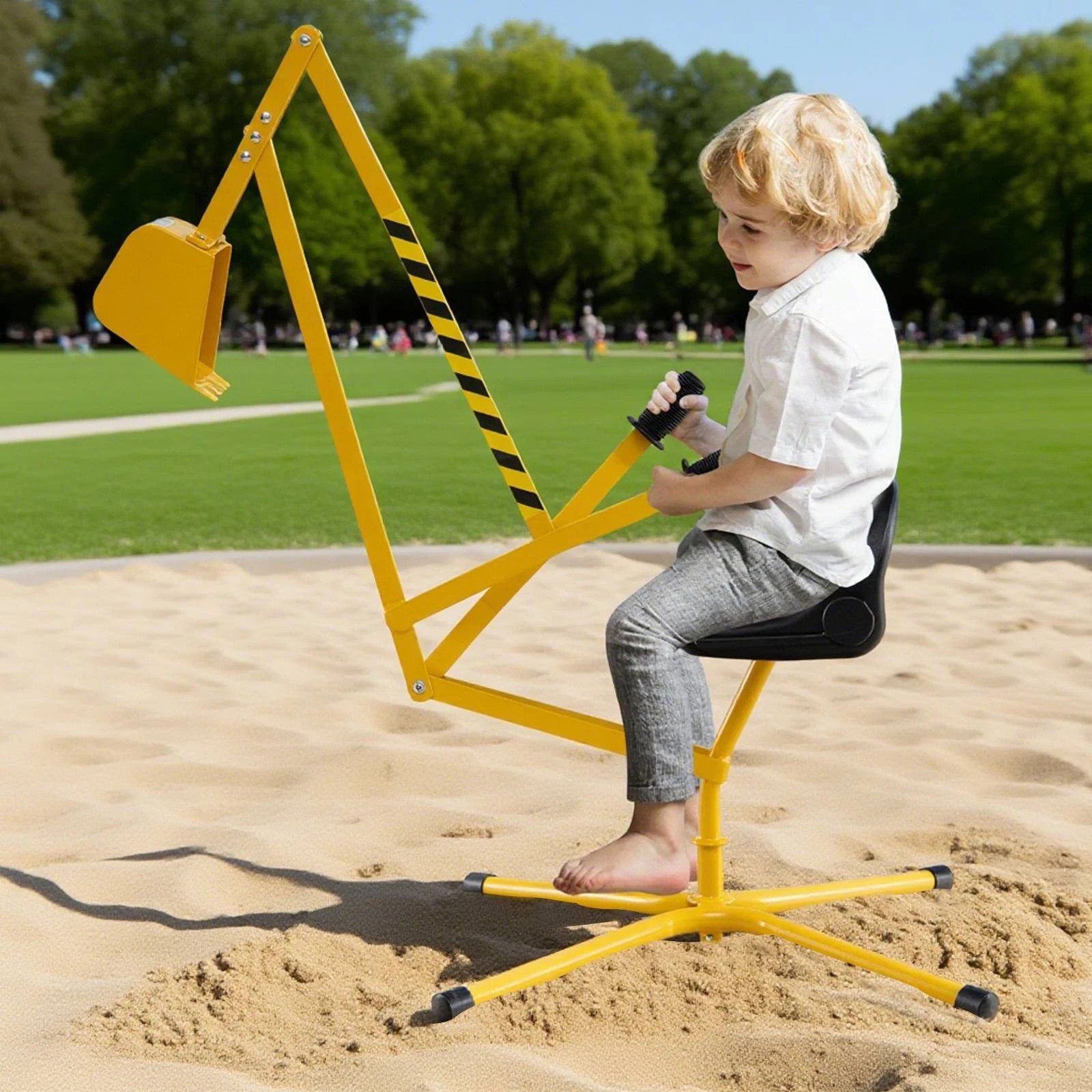3 Costway Sand Digger w/Flexible Shovel 123cm 2-Handed Control - Yellow, 3 of 3