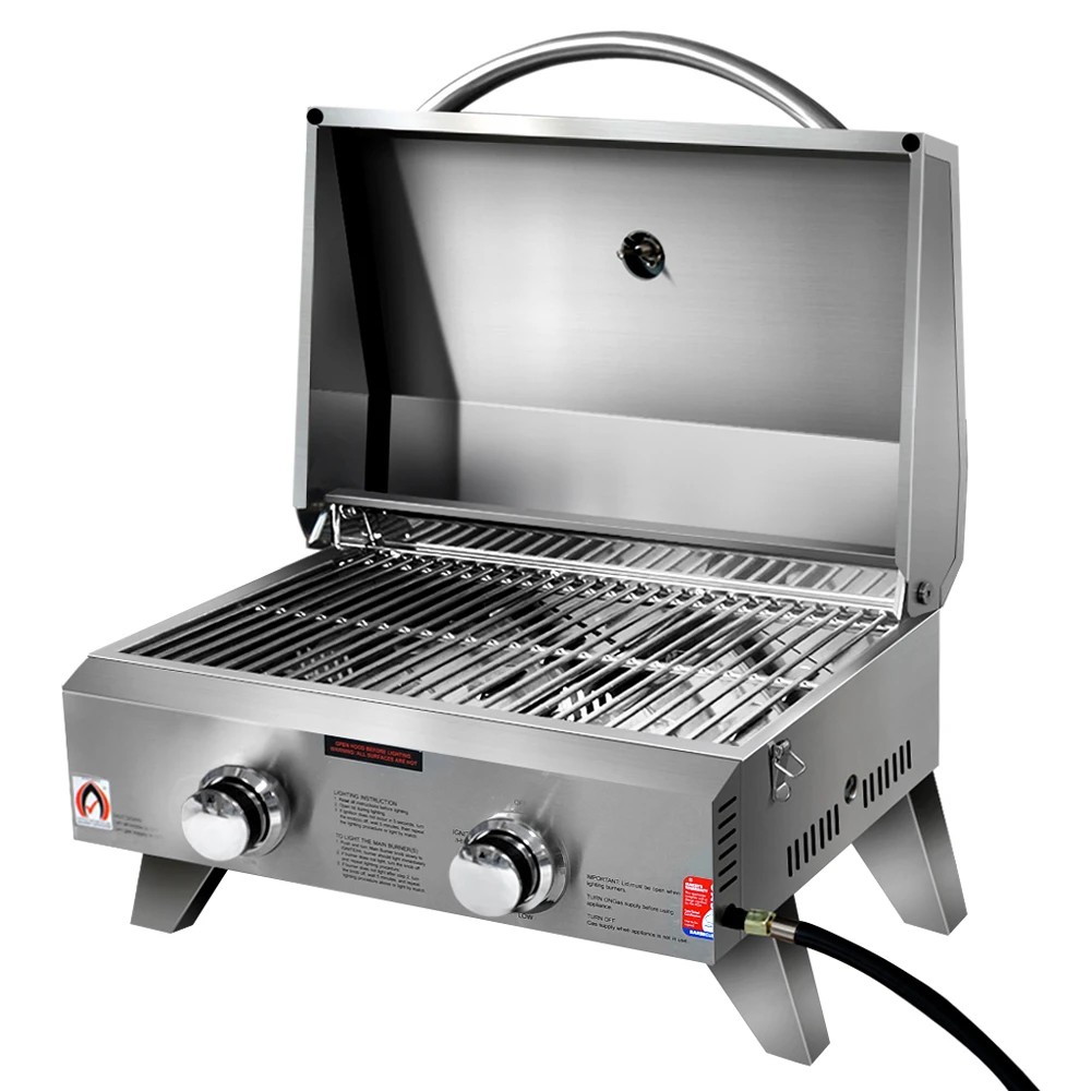 1 Grillz Portable Gas BBQ Grill 2 Burners - Silver, 1 of 6