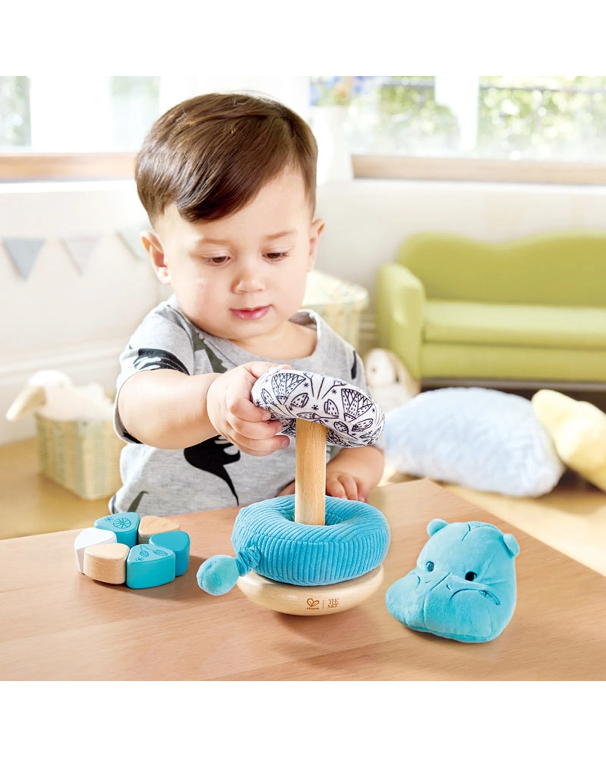 3 Hape William Stacker Toy Inspired By Hippo Motor Skills Plus Developmental Baby Toy - Blue, 3 of 4