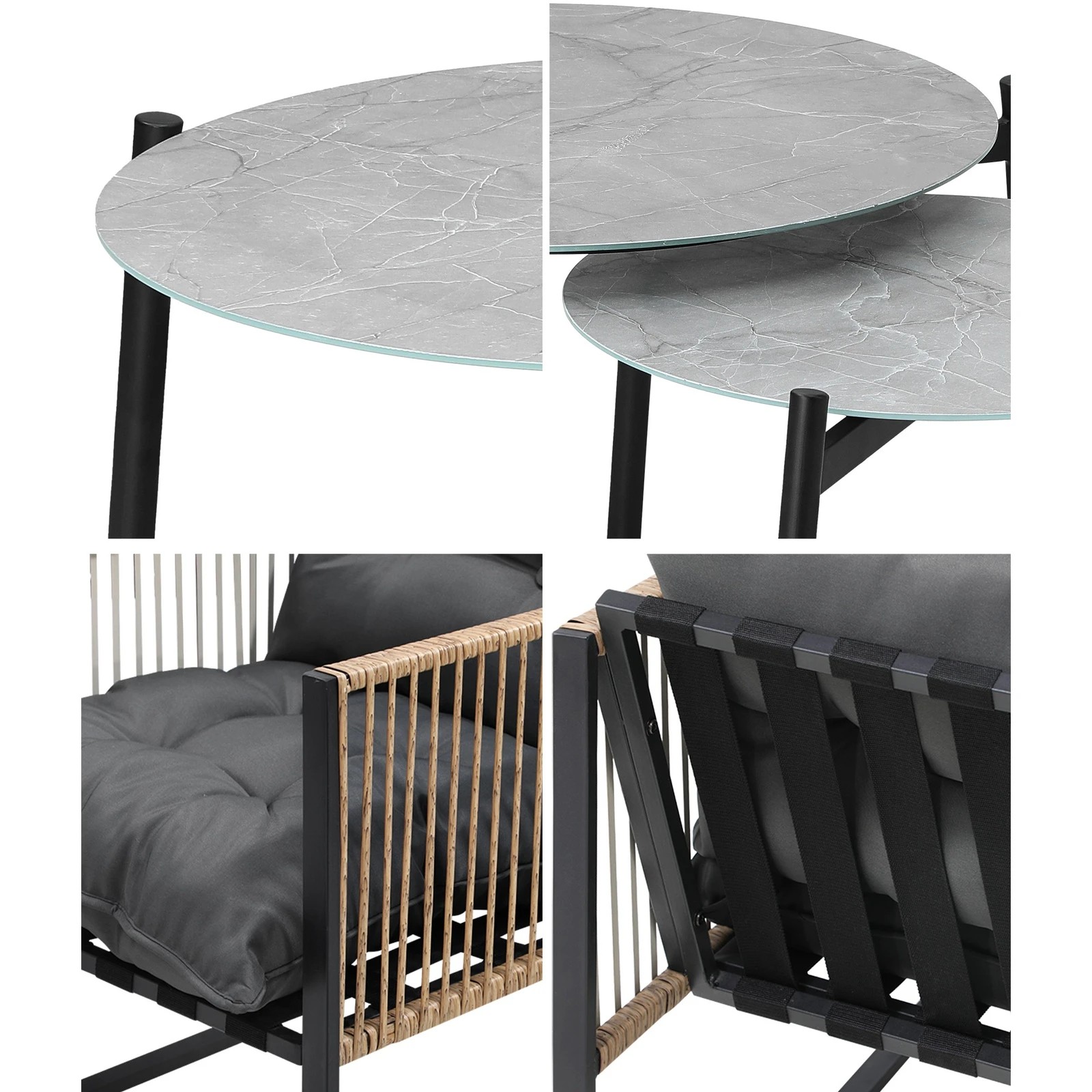 5 Livsip Outdoor Patio Setting Furniture Grey Coffee Table Set Rattan Chairs 6pcs
 - Multi, 5 of 10