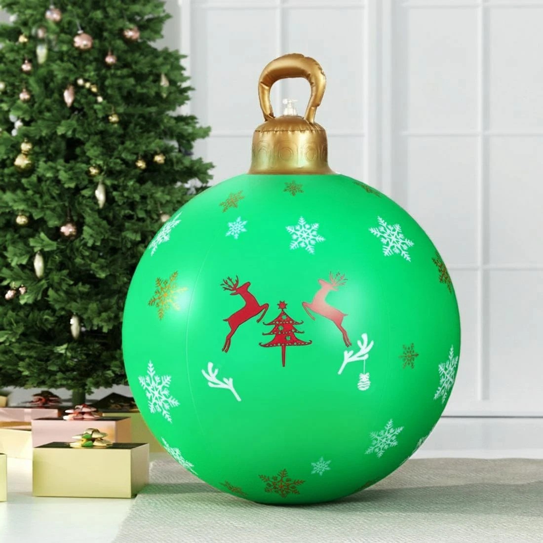 1 Jingle Jollys Christmas Inflatable Ball Bauble 60cm Outdoor Decoration Green Durable Space Saving Modern Decor - Green, 1 of 5