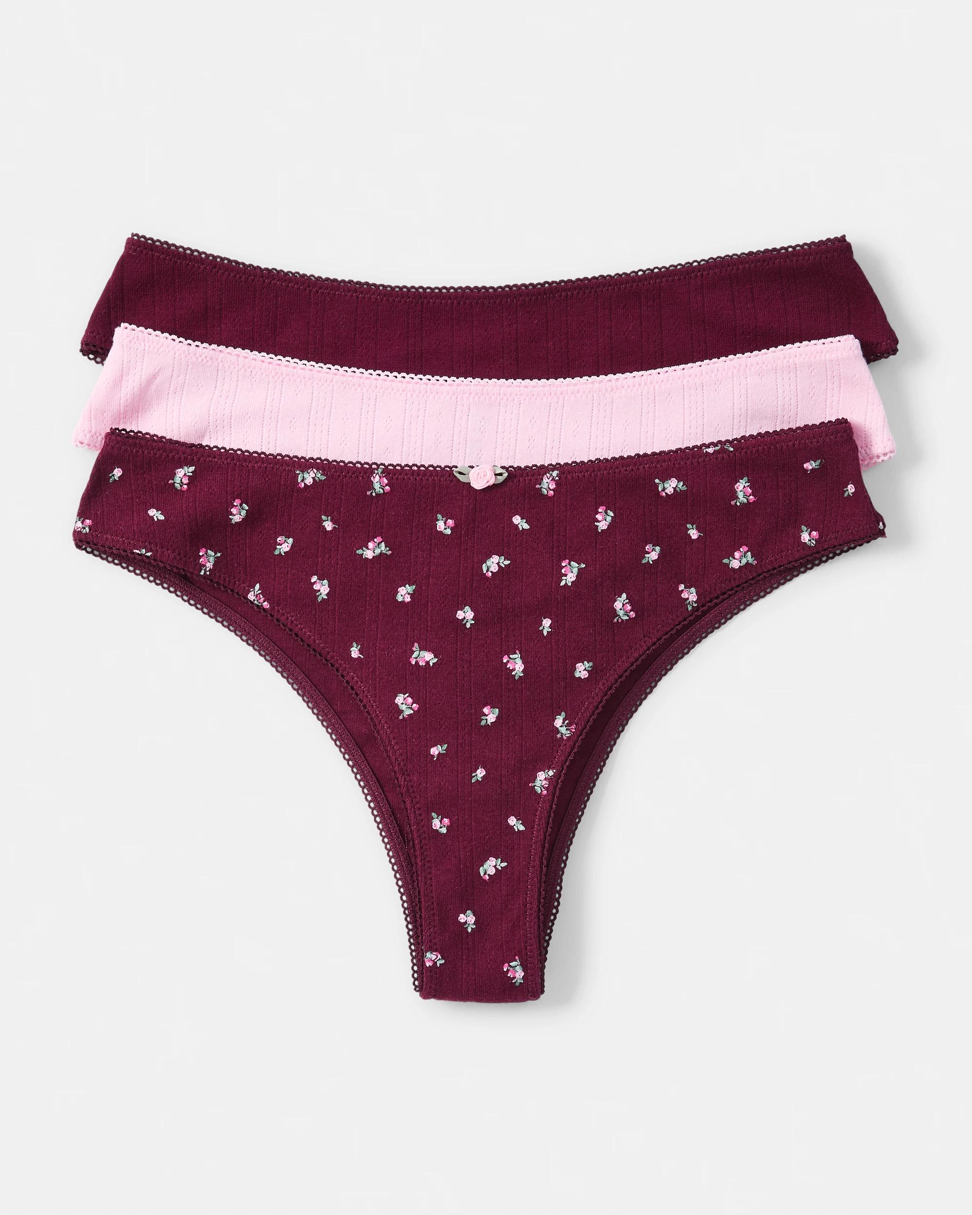 1 3 Pack Pointelle Cheeky Bikini Briefs Vlvt Ditsy, 1 of 10