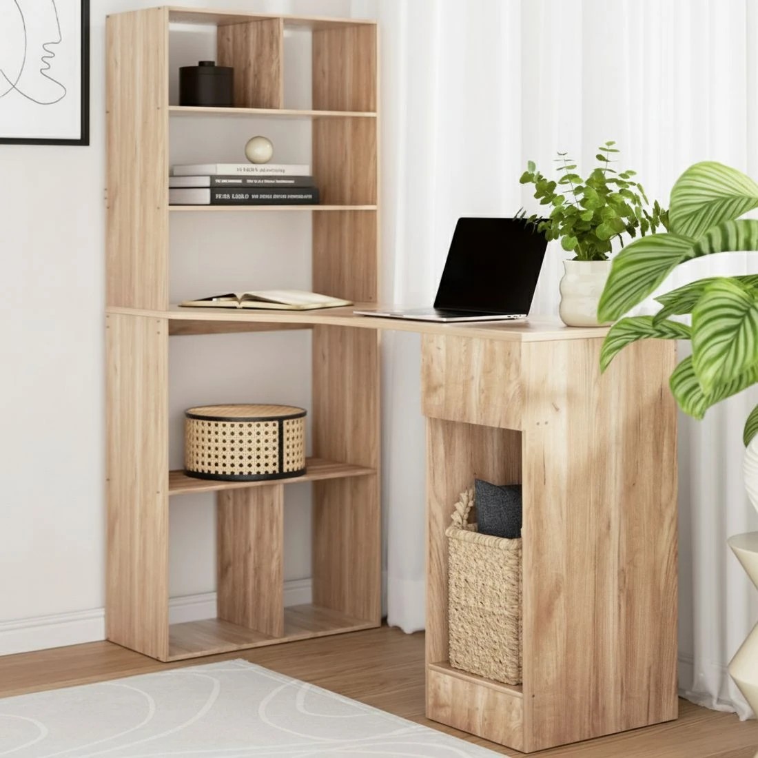 4 Artiss Computer Desk Bookshelf Drawer Cabinet  120CM - Brown, 4 of 6