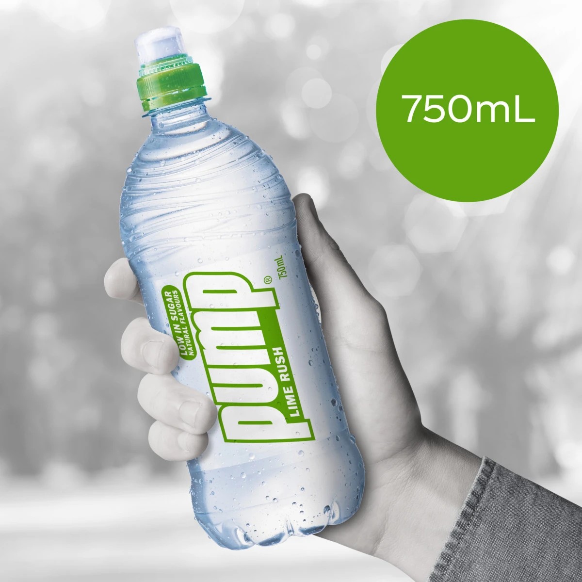 3 Pump Water Bottle 750ml - Lime Rush, 3 of 3