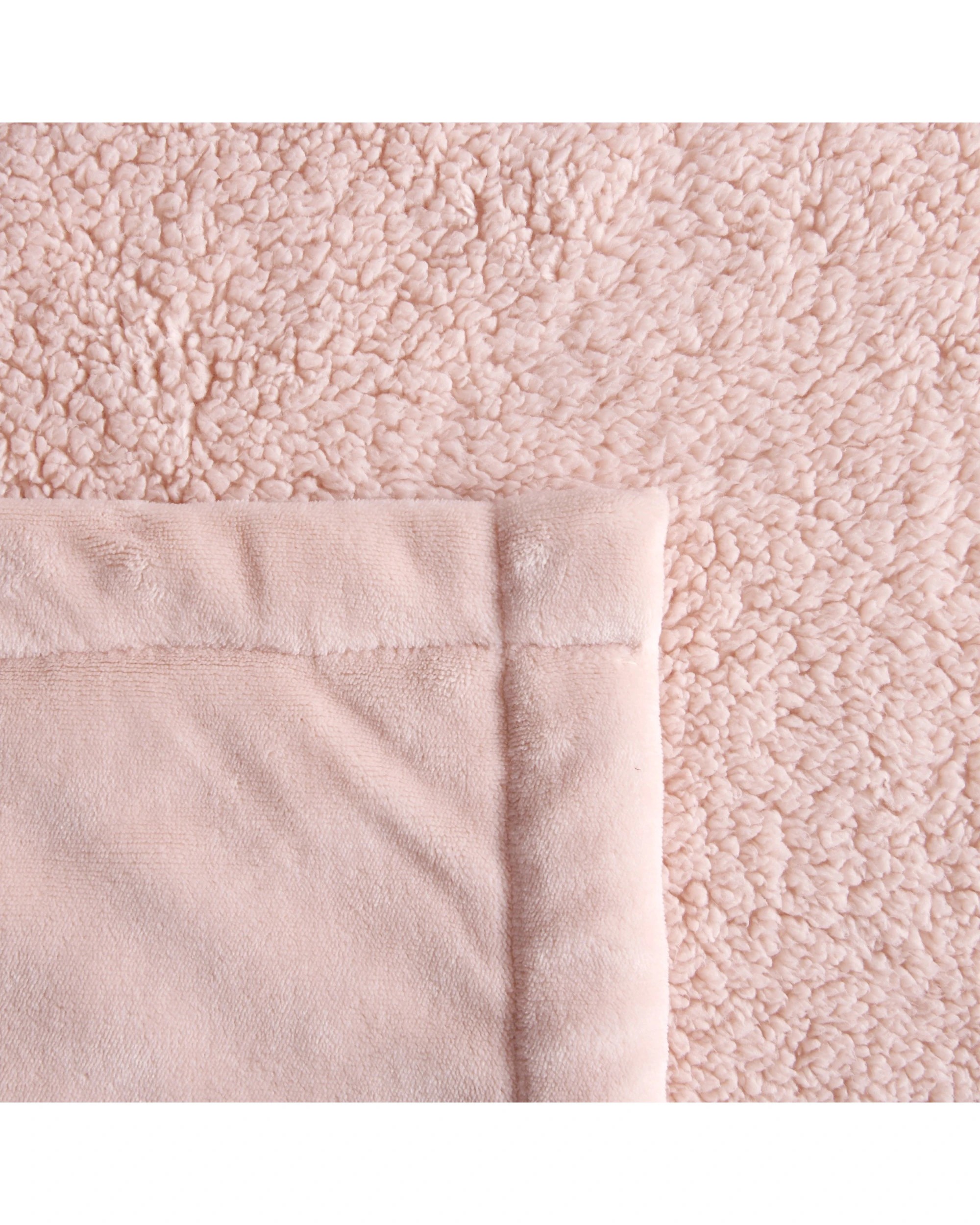 5 Serene Hudson Fleece and Sherpa Reverse Blanket 240x250cm (Queen/King Bed) - Blush, 5 of 6
