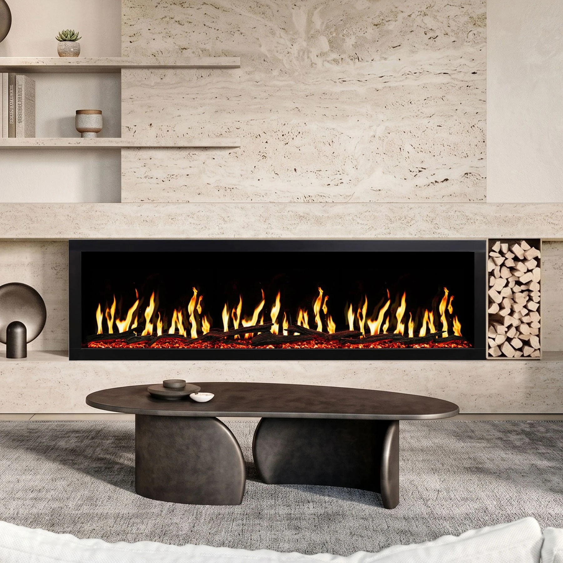 2 Moda Living Imperial 67 Inch LCD Electric Fireplace - Black, 2 of 10