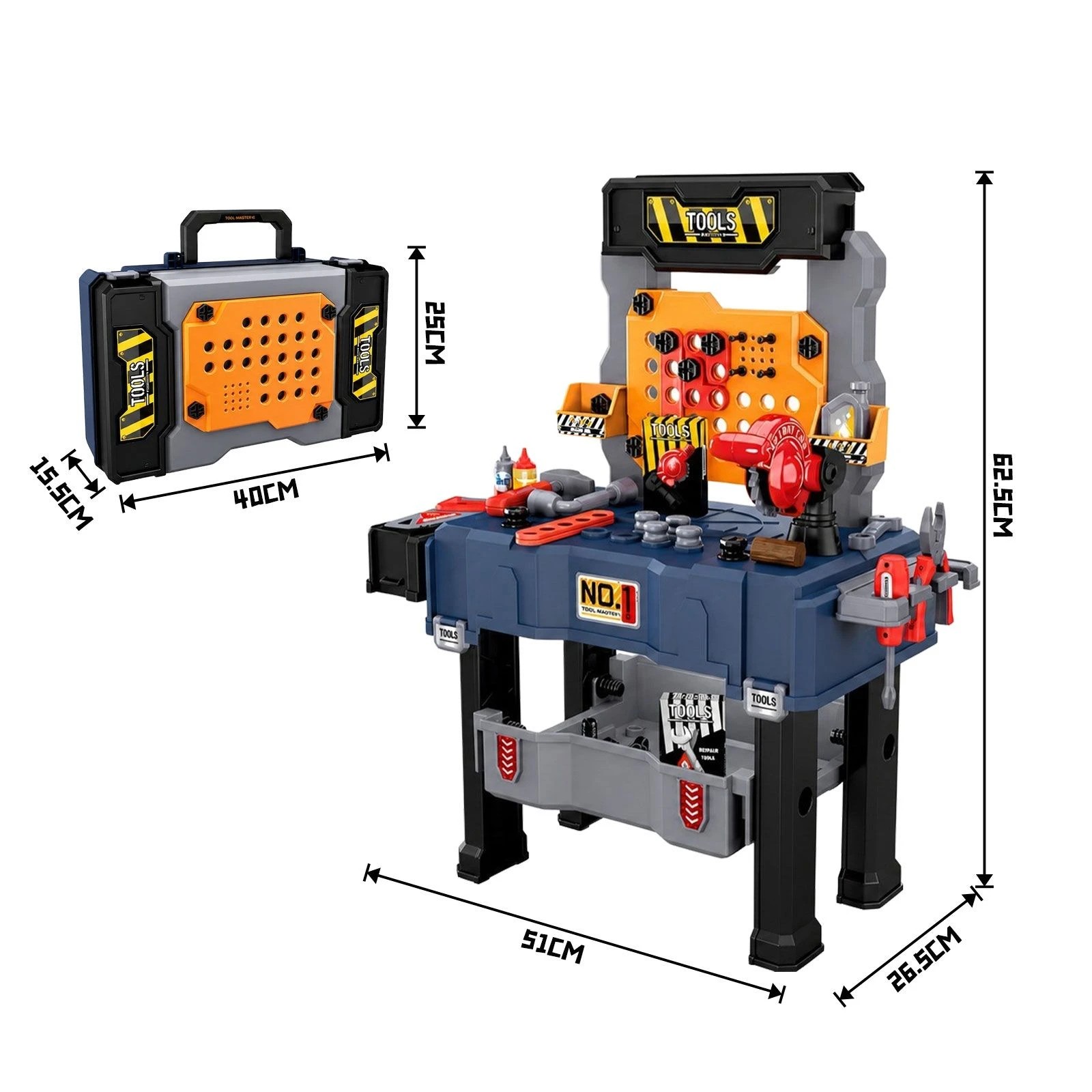 3 Ausway 65PCS Portable Kids Tool Workbench Set with Screws and Carry Case, 3 of 7