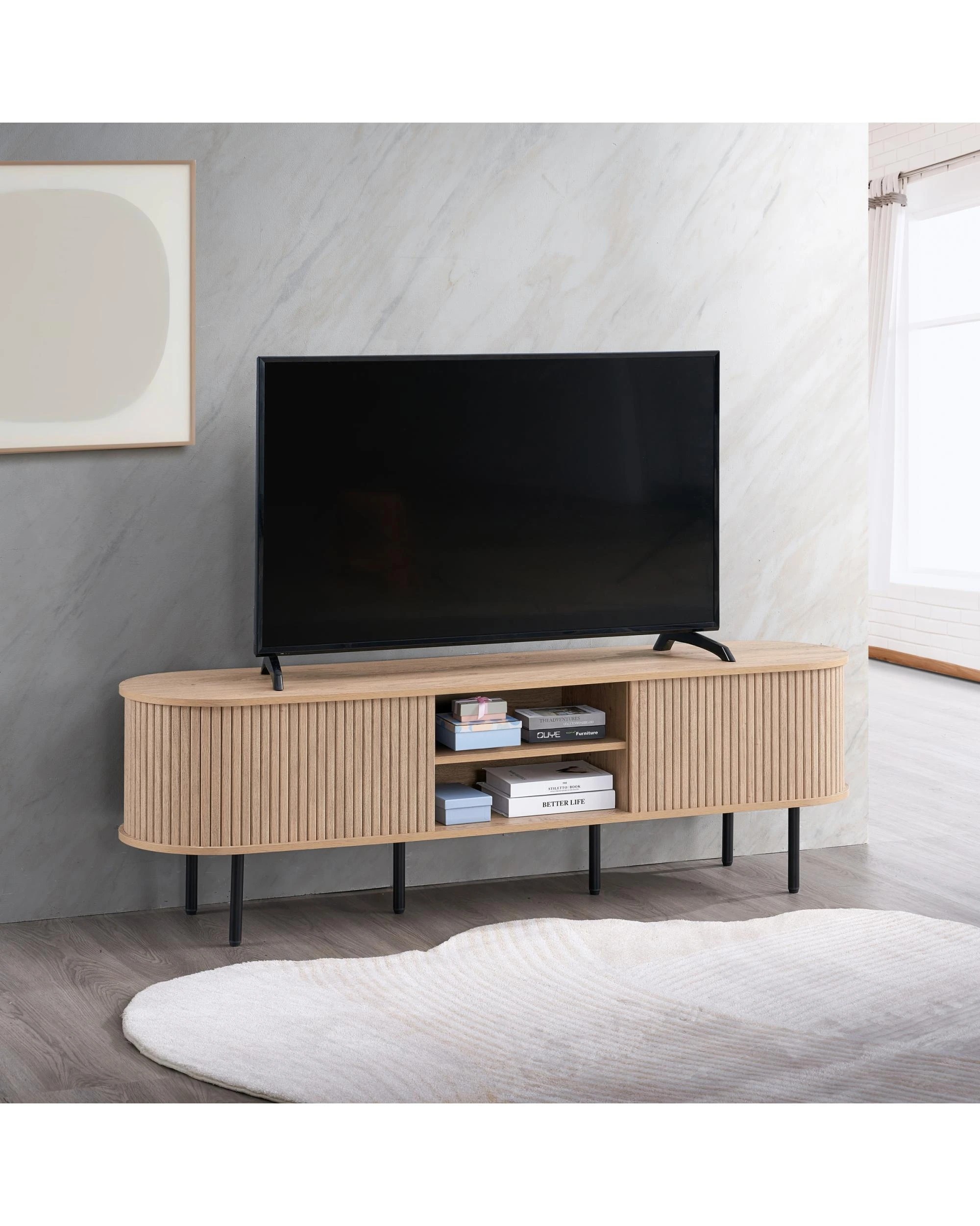 3 Kodu TV Entertainment Unit 170cm 2 Doors Oak - Natural, 3 of 4