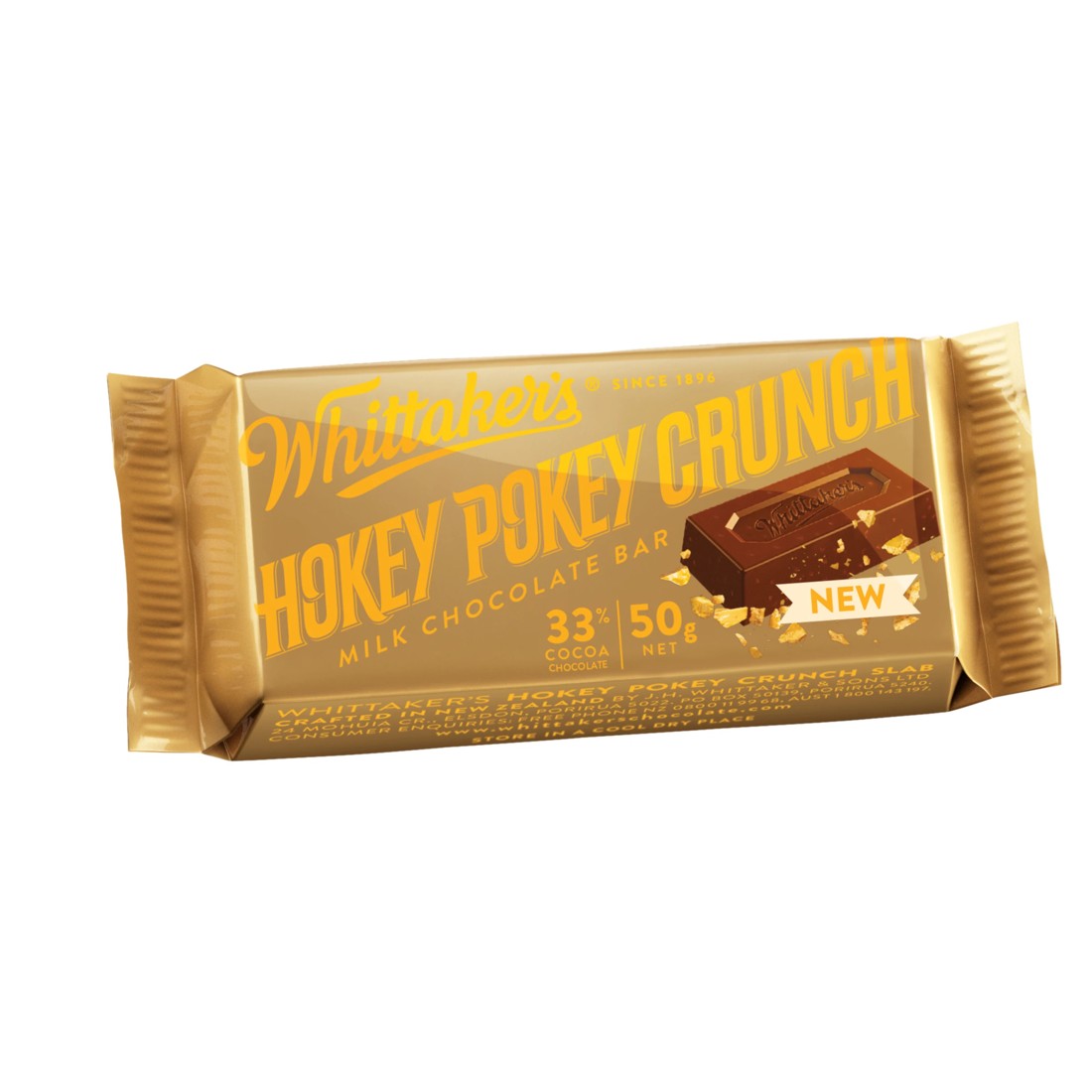 1 Whittaker's Hokey Pokey Crunch Milk Chocolate Bar 50g, 1 of 2