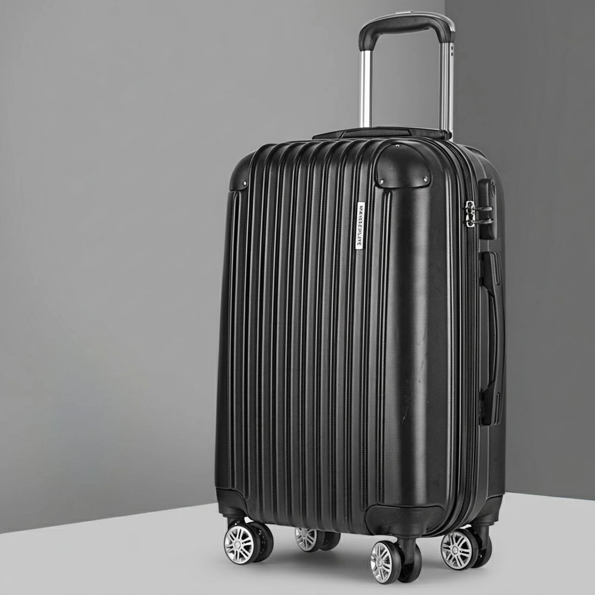 7 Wanderlite 20" 55cm Luggage Trolley Travel Set Suitcase Carry On Hard Shell Case Sets - Black, 7 of 7