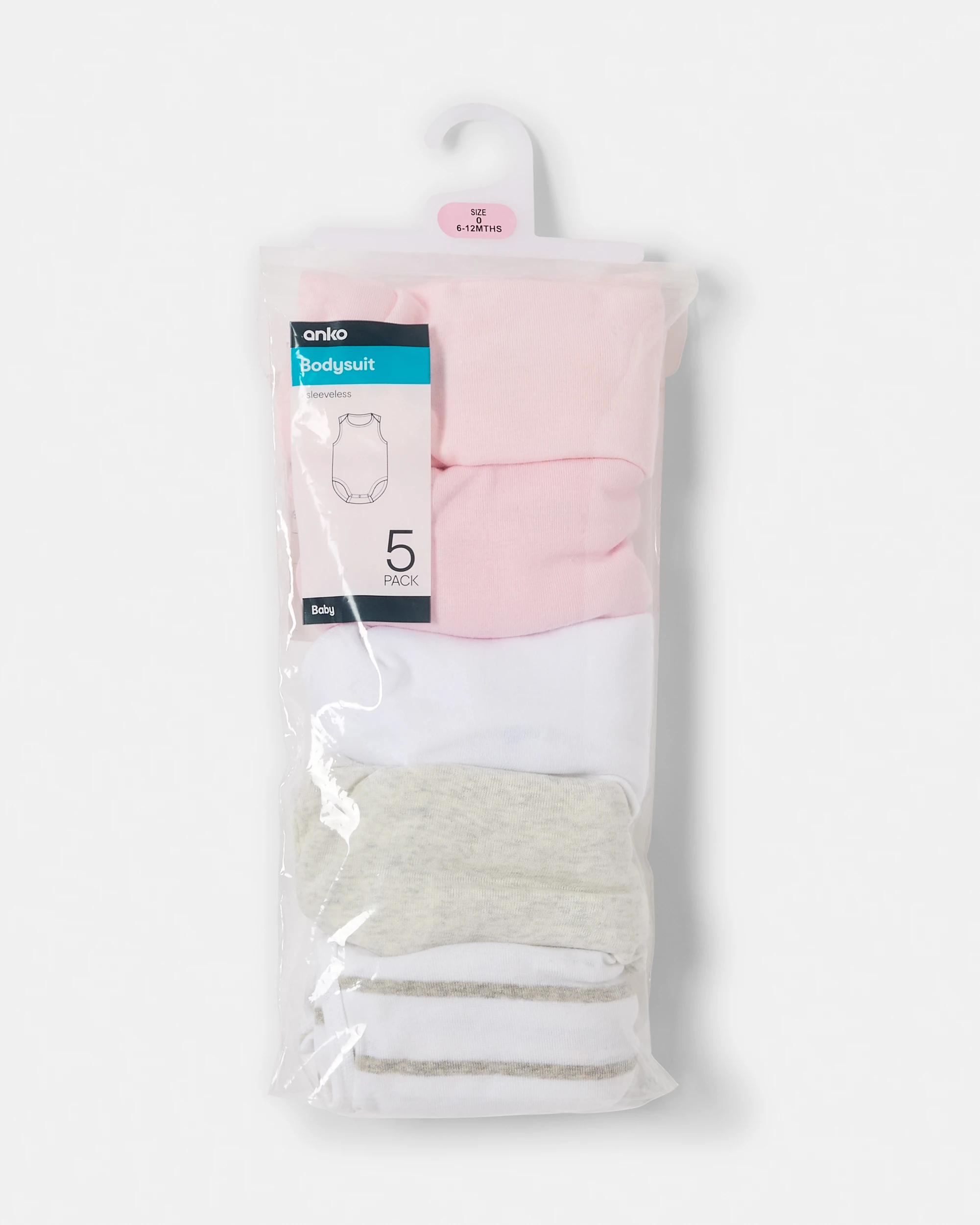 3 5 Pack Sleeveless Bodysuits PINK MULTI PACK, 3 of 3