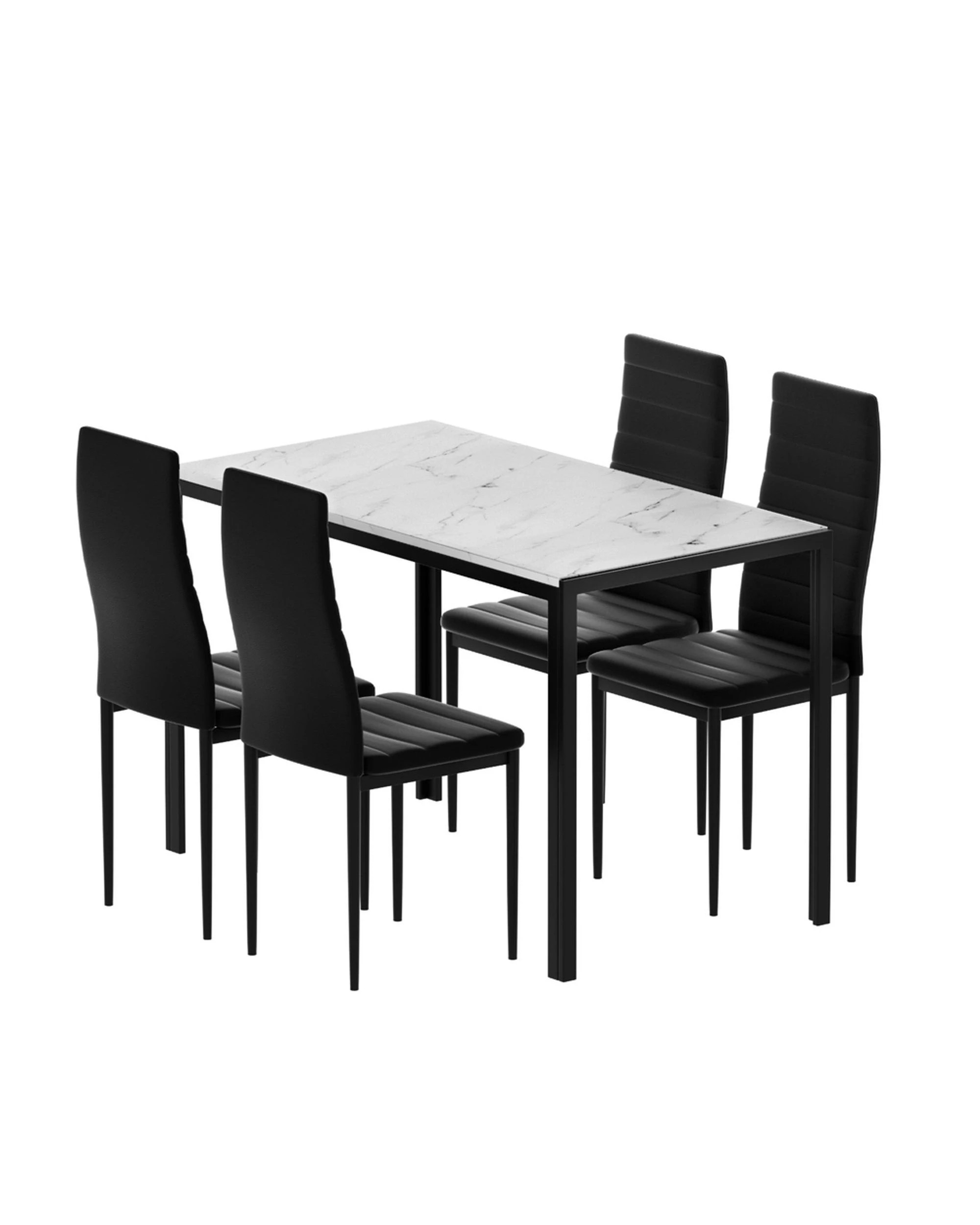 1 1 Artiss Dining Table And 4 Chairs Set Marble Effect
 - White, 1 of 3