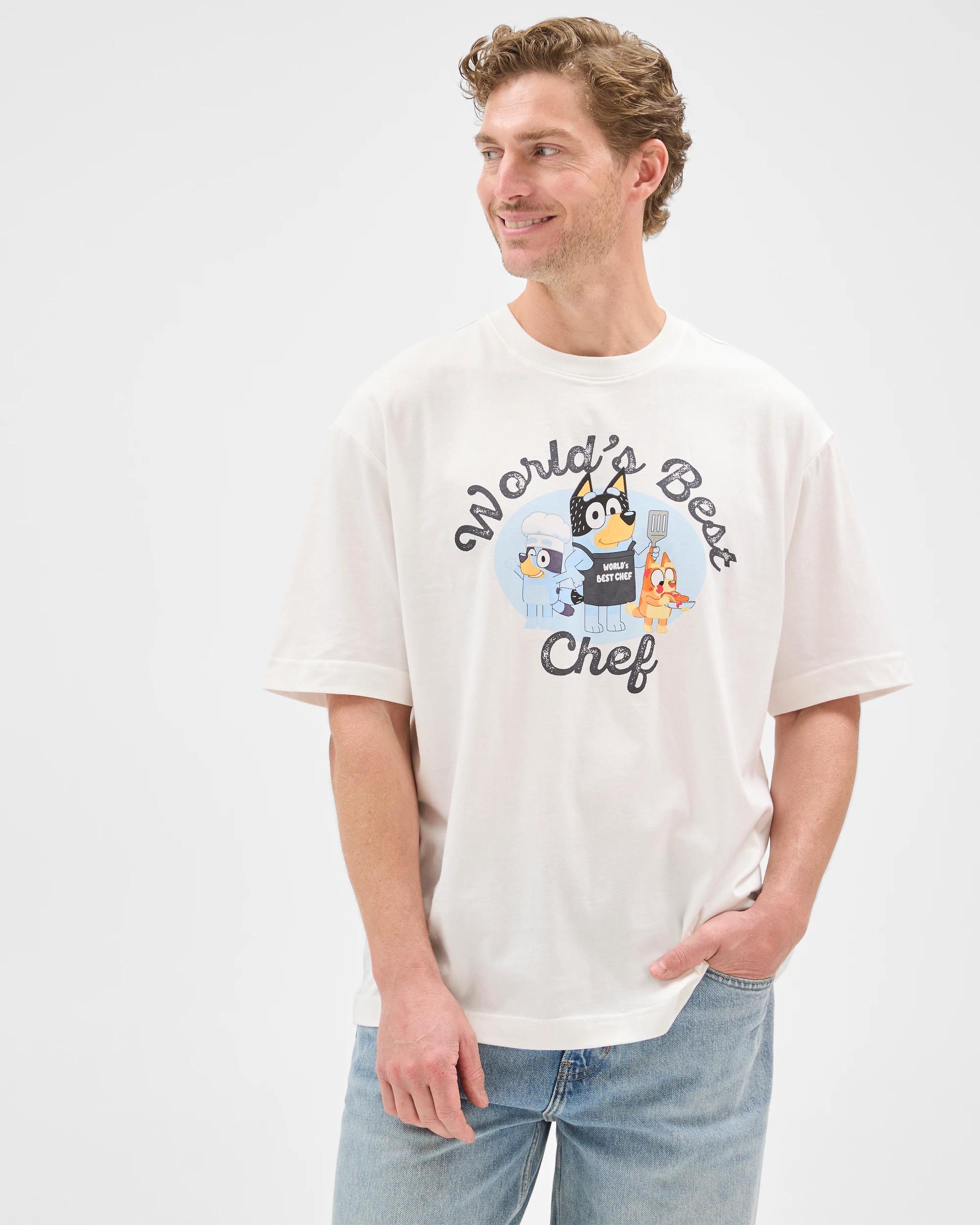 1 Bluey Australian Cotton Best Chef T-Shirt WHITE, 1 of 7