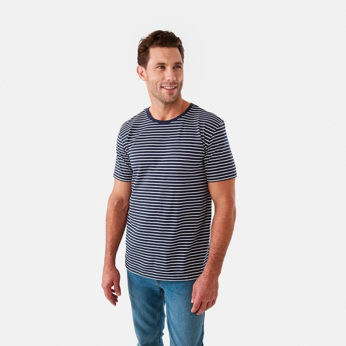 1 Australian Grown Cotton Stripe T-Shirt Nvy Strp, 1 of 6