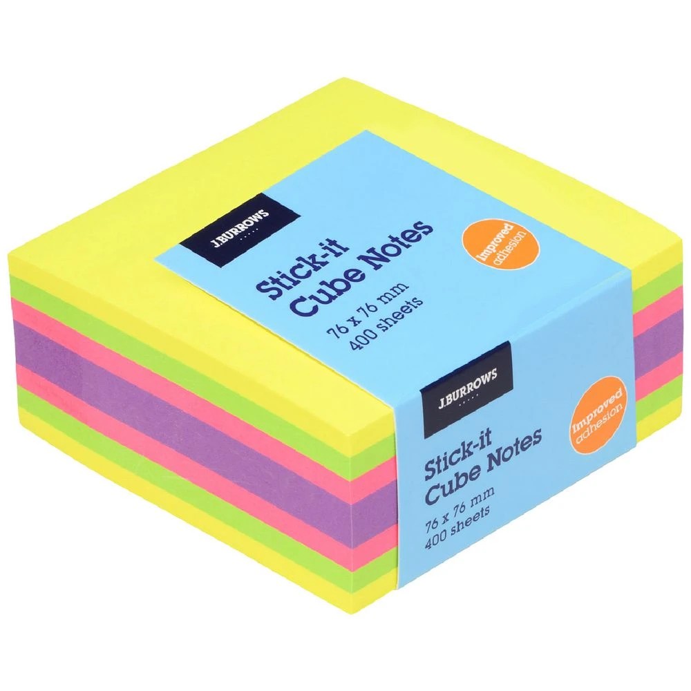 1 J.Burrows Stick-it Notes Cube 76x76mm Classic, 1 of 3