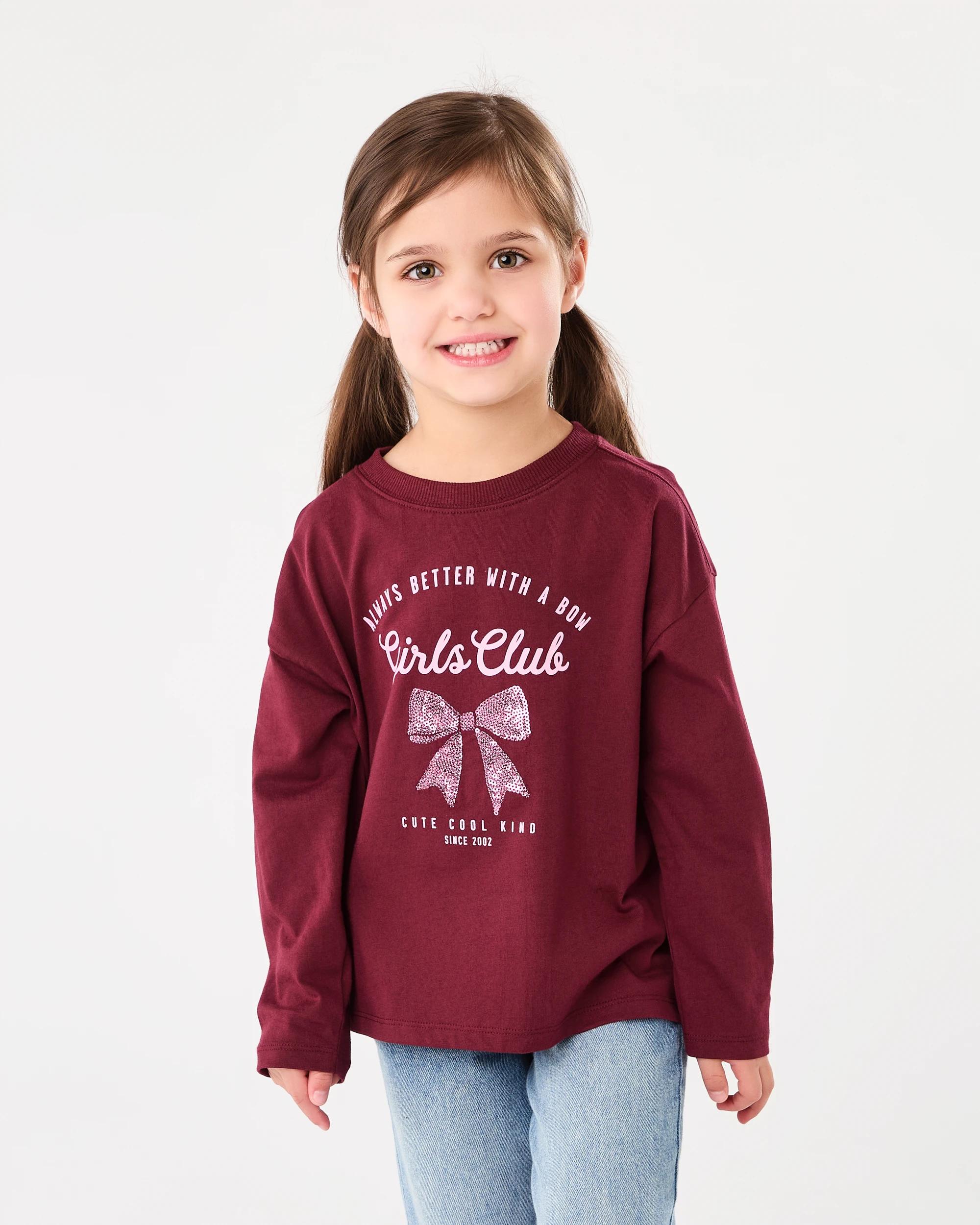 1 Long Sleeve Oversized T-shirt Maron Bow, 1 of 7